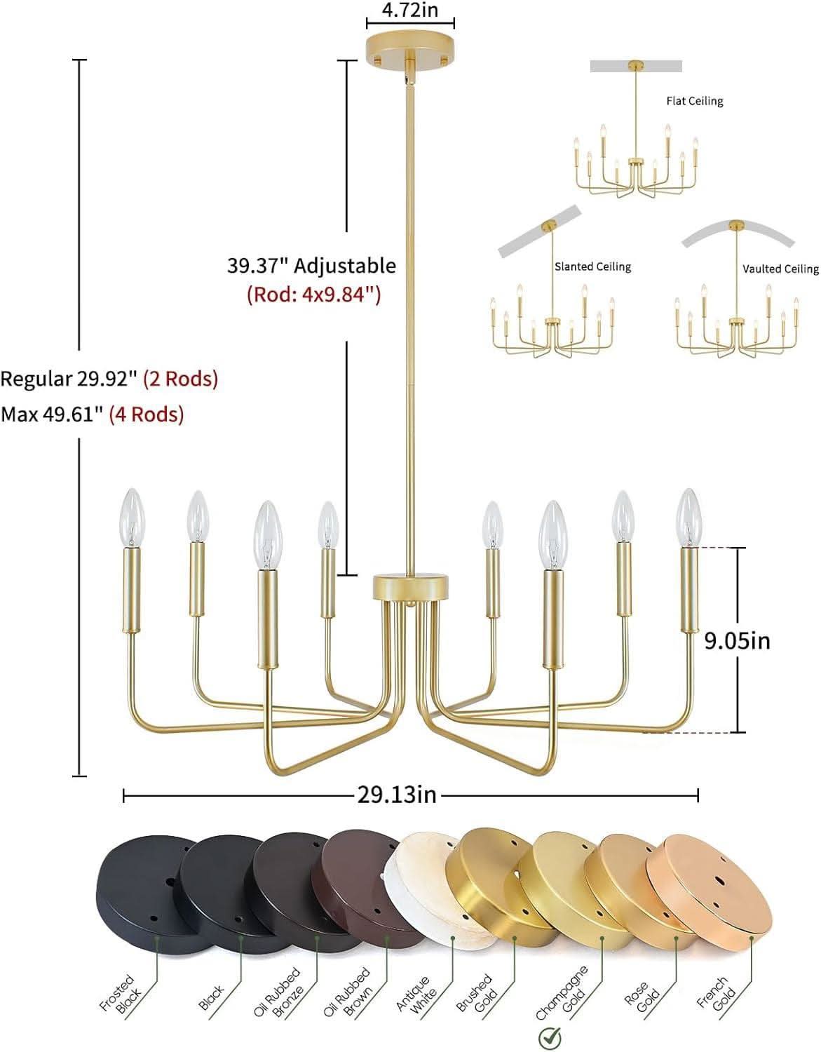 Gold Farmhouse Chandelier 8 Lights for Dining Room