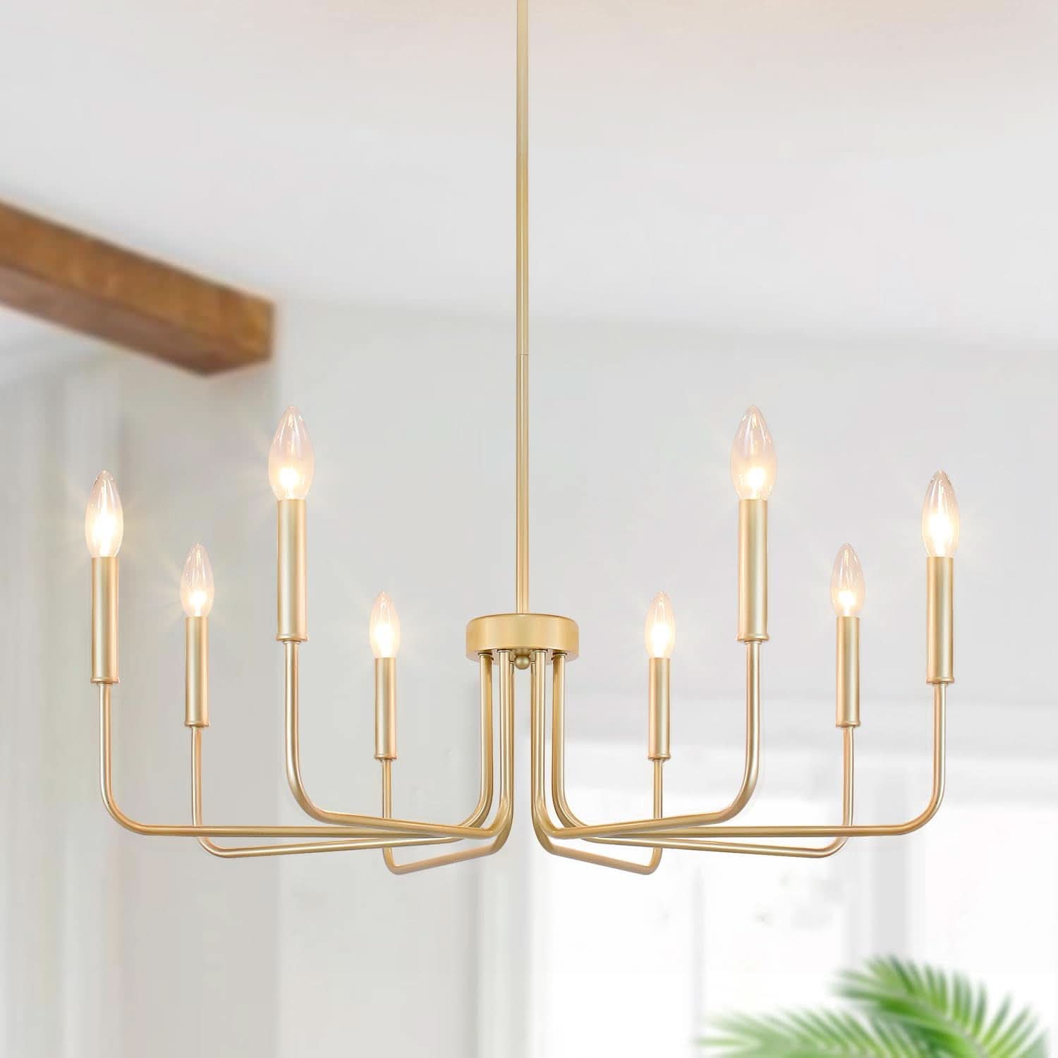 Gold Farmhouse Chandelier 8 Lights for Dining Room