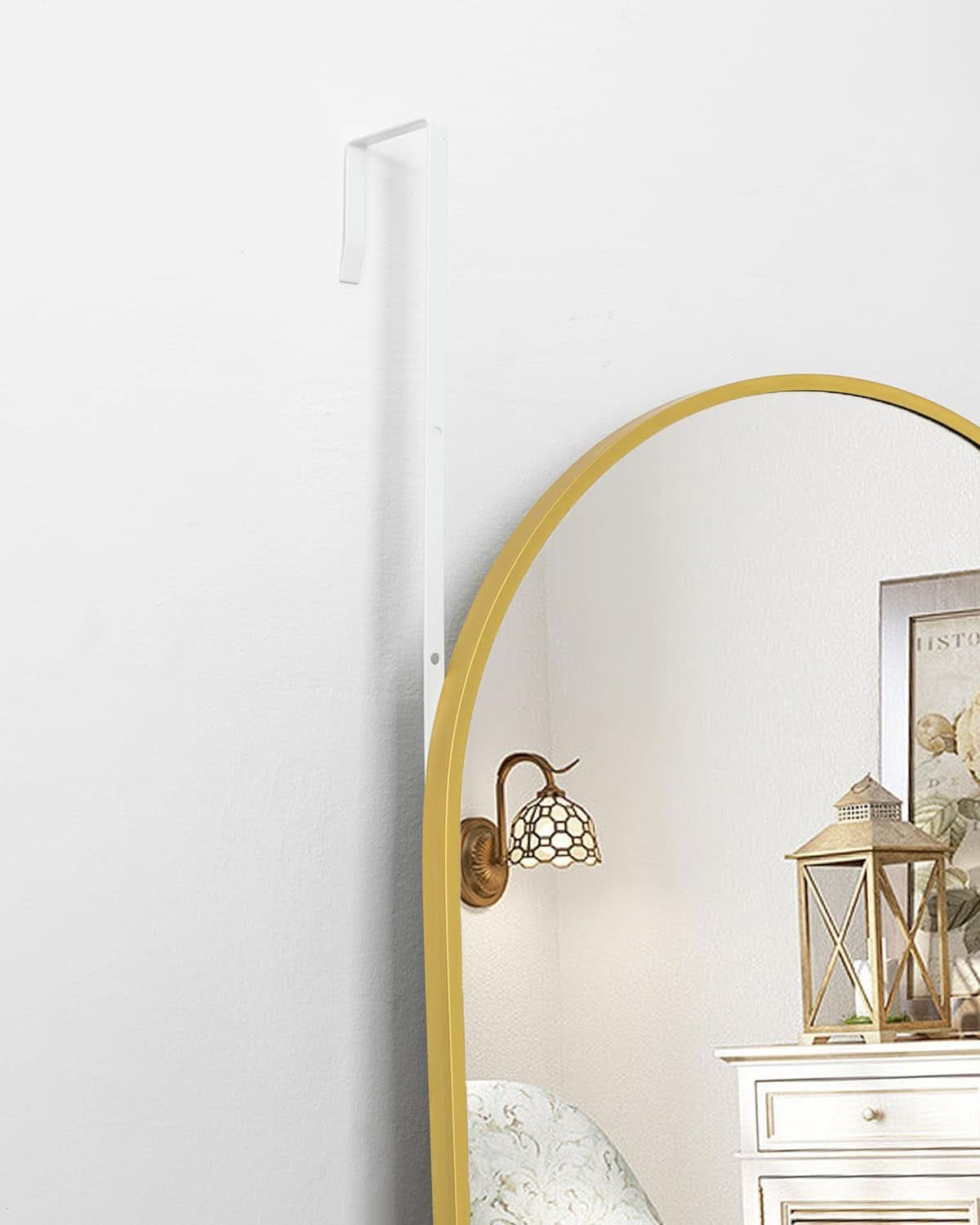 Gold Full Length Door Mirror 16x50 Inches Arched Over the Door