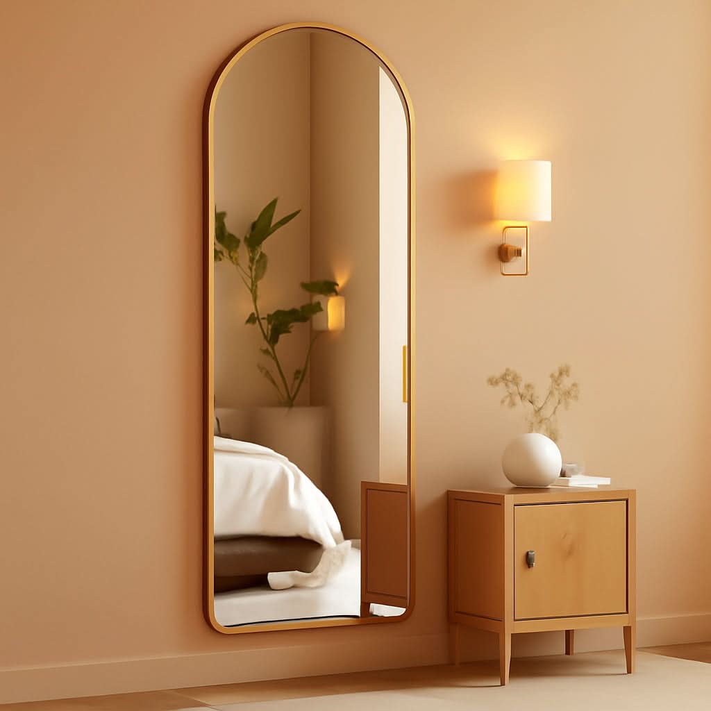 Gold Full Length Door Mirror 16x50 Inches Arched Over the Door