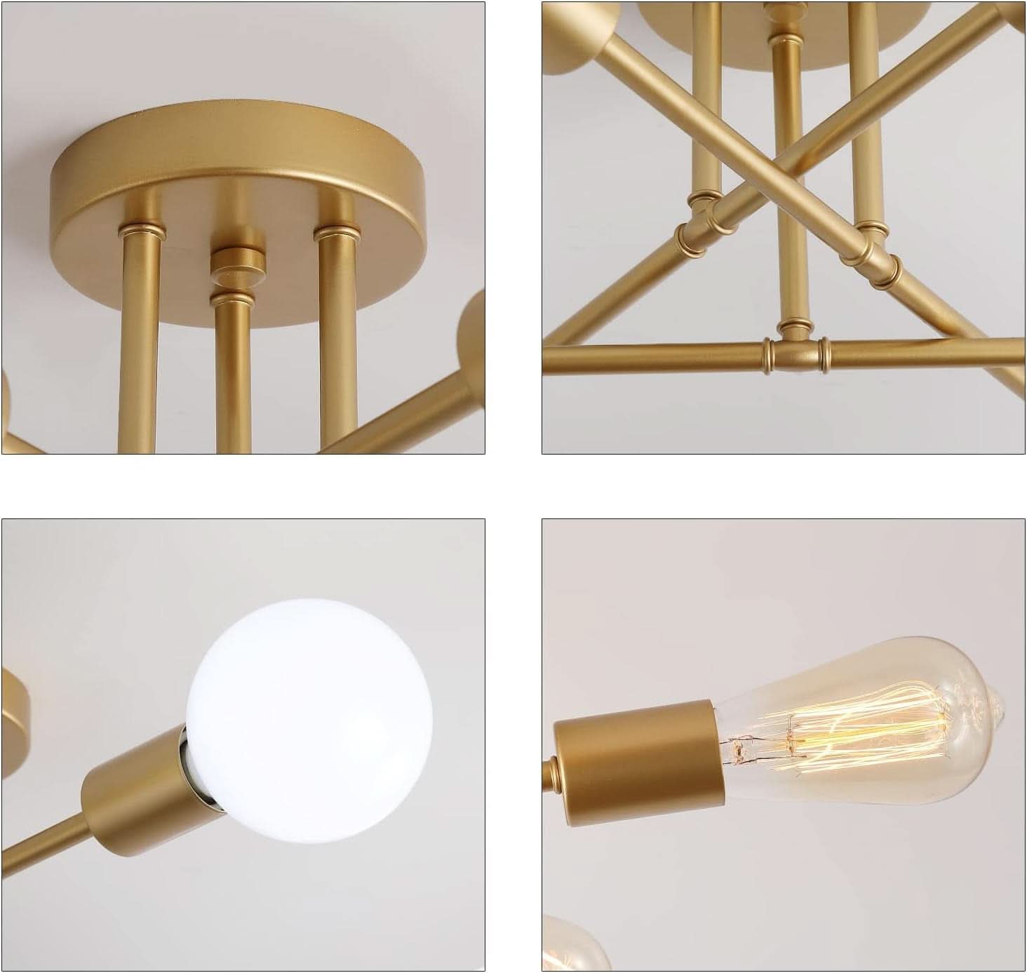 Gold Modern Sputnik Chandelier With 6 Adjustable Lights