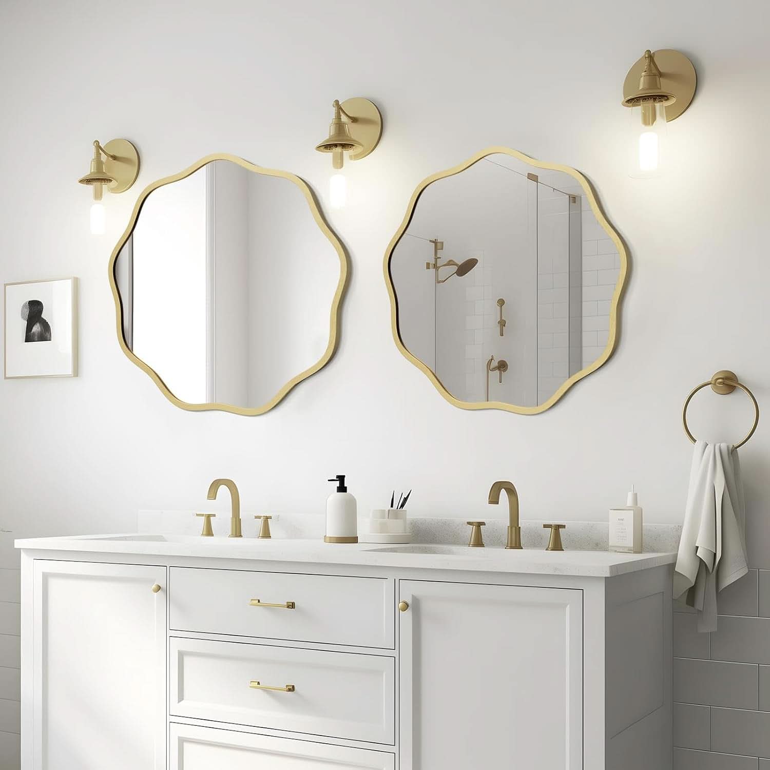 Gold Round Wall Mirror 20 Inch Decorative Home Accent