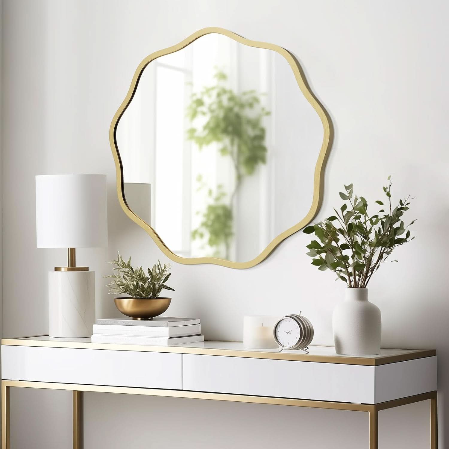 Gold Round Wall Mirror 20 Inch Decorative Home Accent