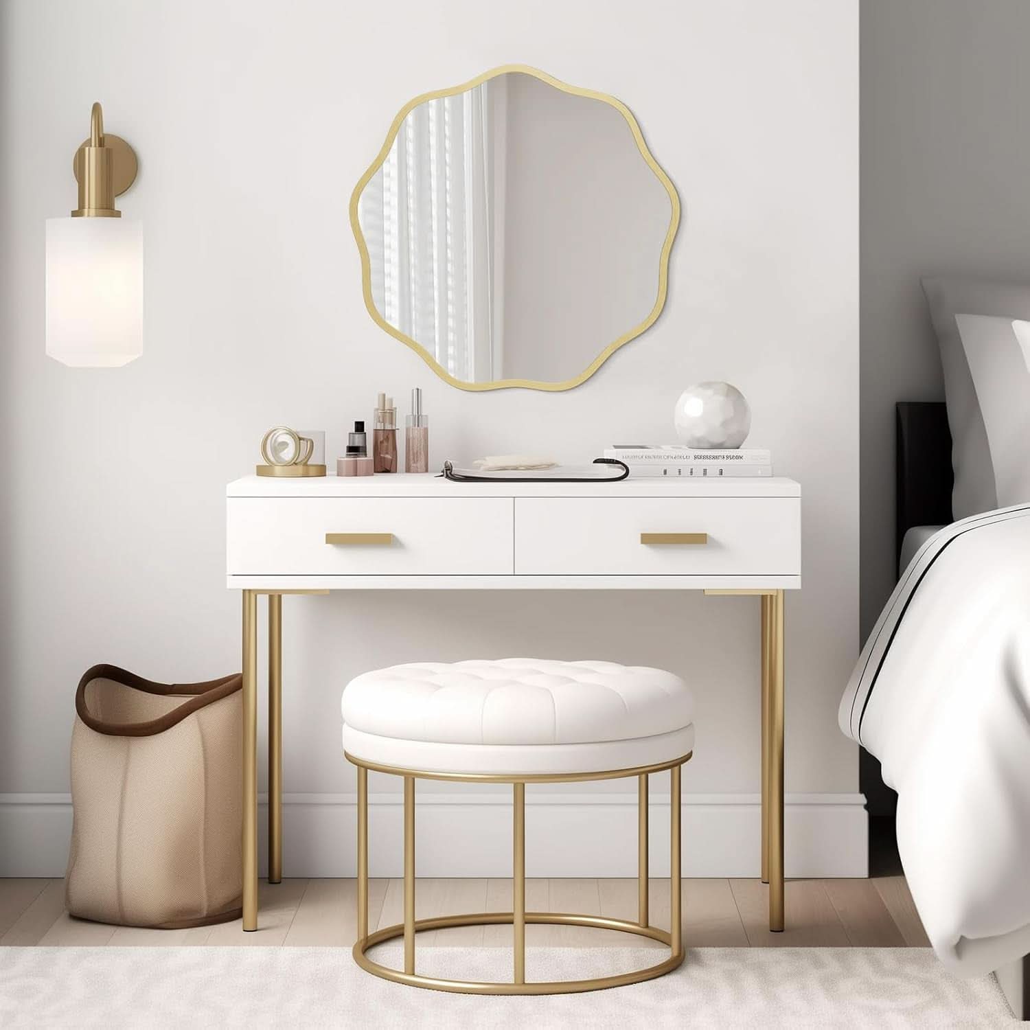 Gold Round Wall Mirror 20 Inch Decorative Home Accent