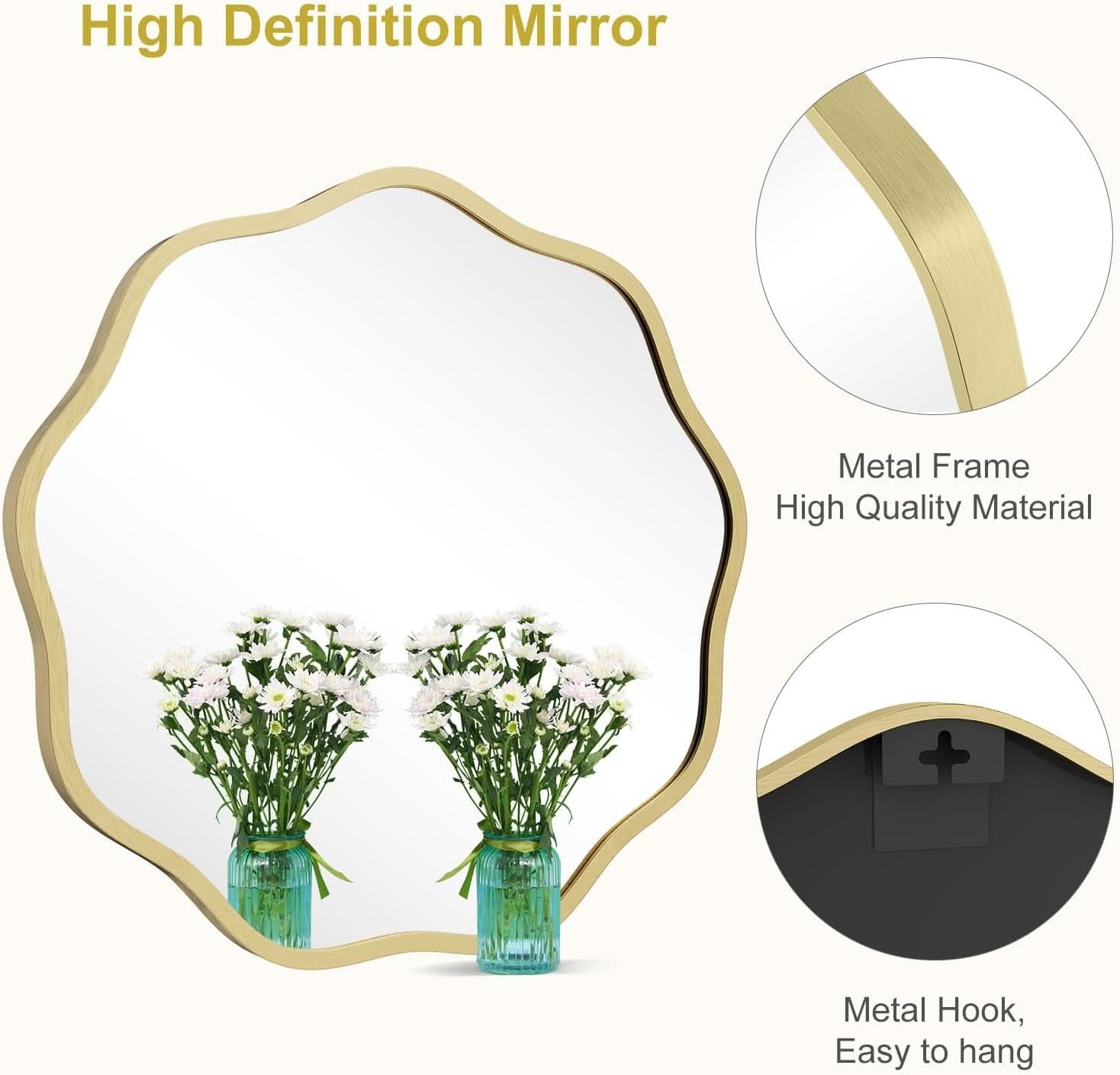 Gold Round Wall Mirror 20 Inch Decorative Home Accent