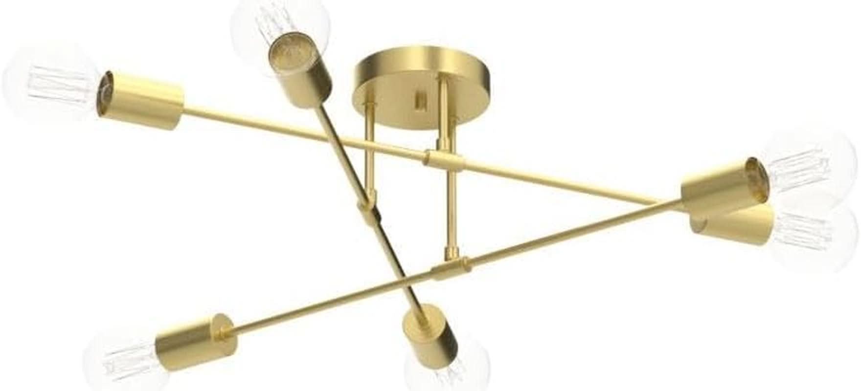 Gold Sputnik Chandelier Semi Flush Mount Ceiling Fixture