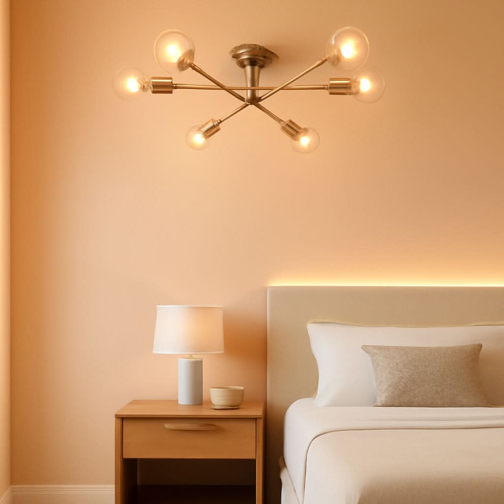 Gold Sputnik Chandelier Semi Flush Mount Ceiling Fixture