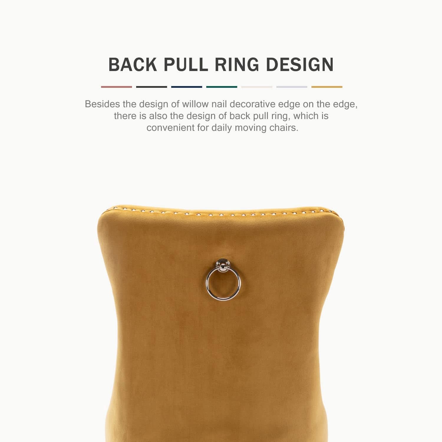 Gold Velvet Tufted Dining Chair With Ring Pull Trim