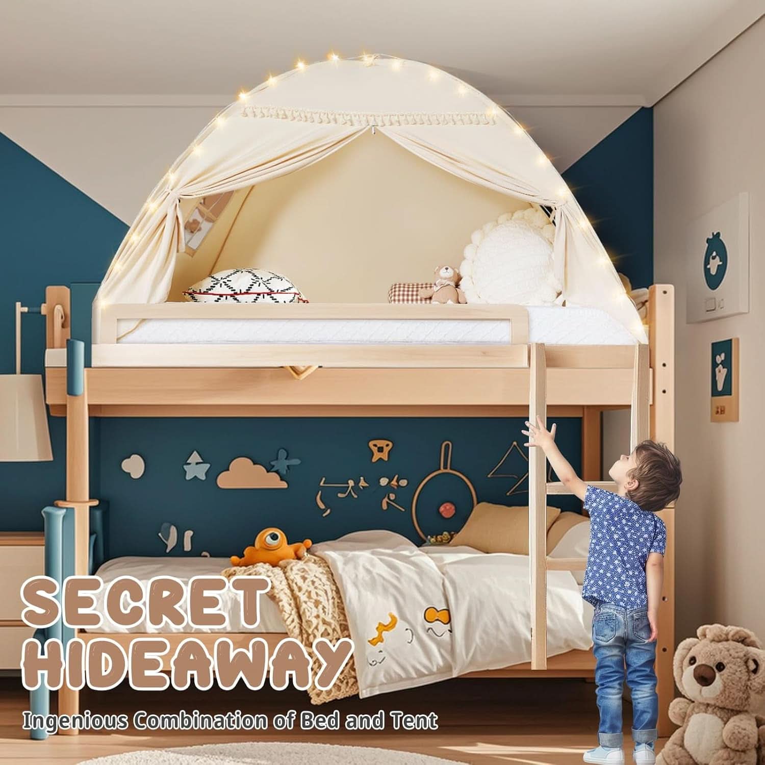 Golden Beige Premium Toddler Canopy Bed Tent Privacy