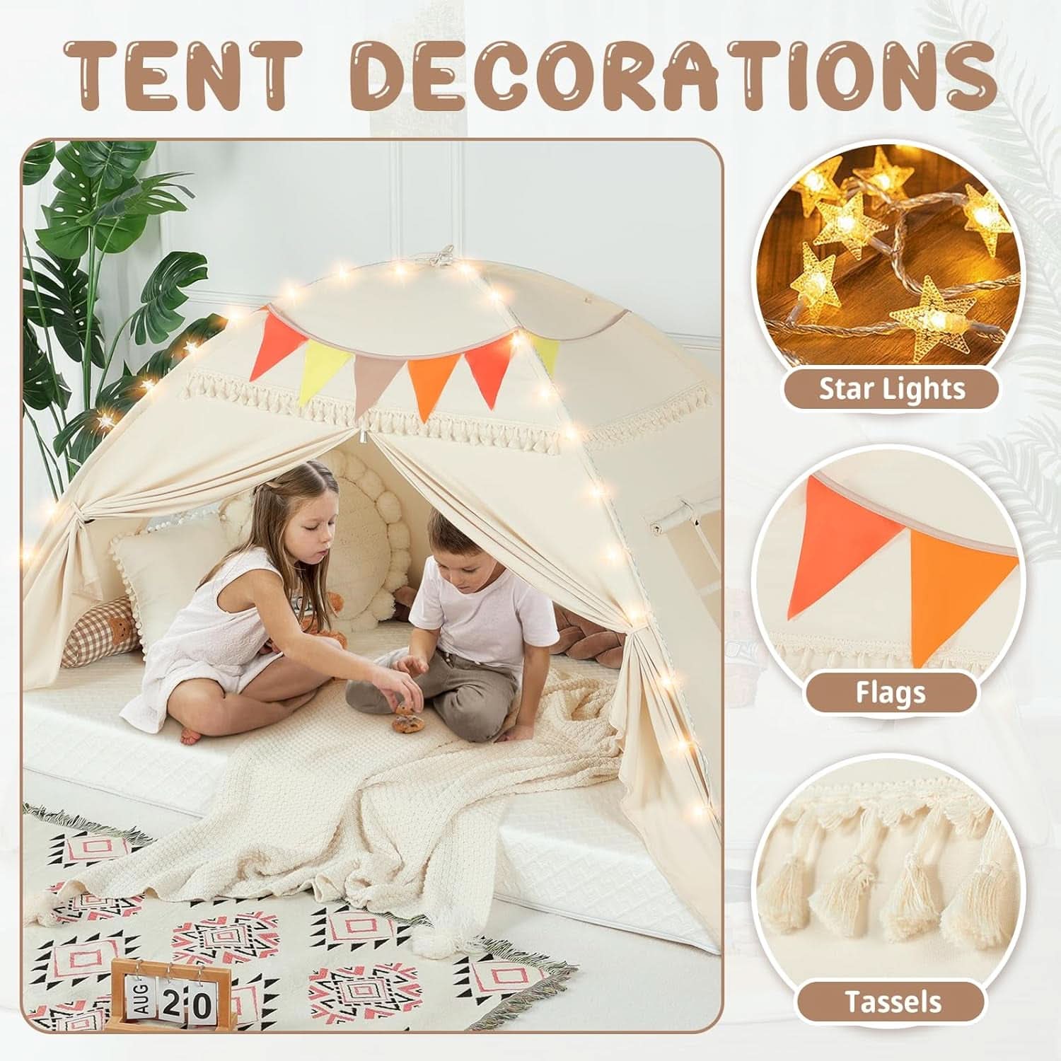 Golden Beige Premium Toddler Canopy Bed Tent Privacy