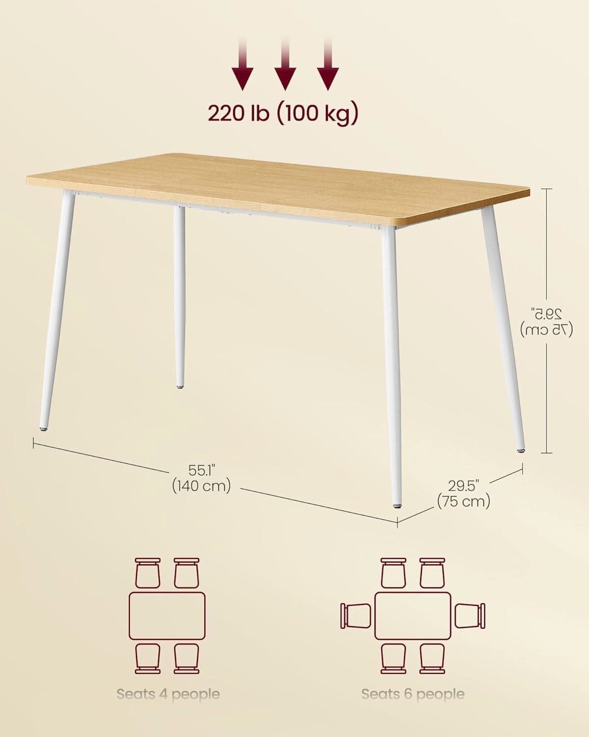 Golden Oak Farmhouse Dining Table 55.1 Top Seats 4 To 6