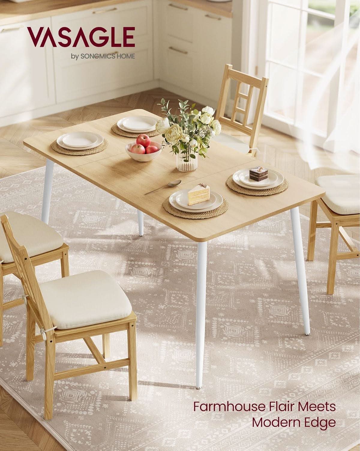 Golden Oak Farmhouse Dining Table 55.1 Top Seats 4 To 6