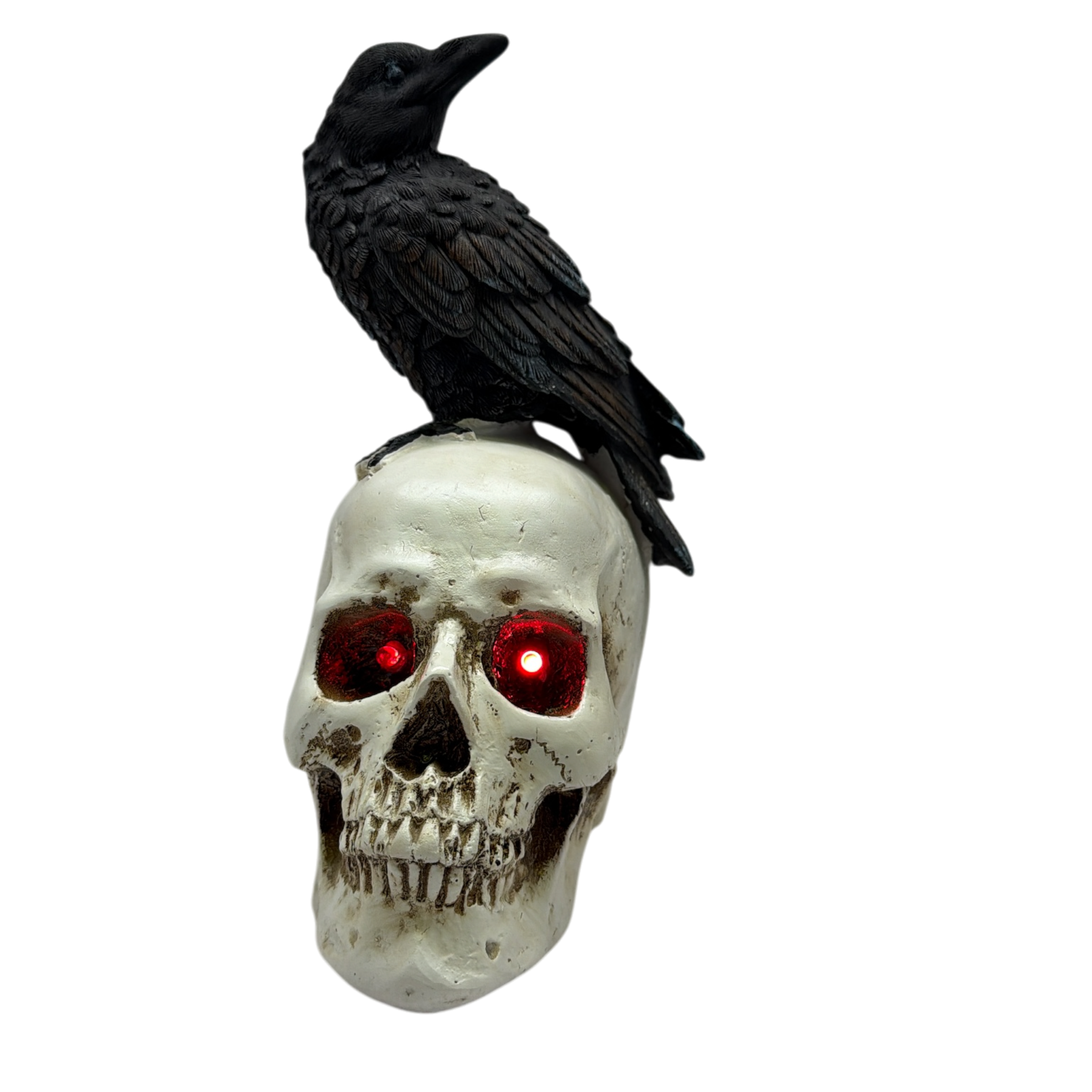 Gothic Crow on Skull Light-Up Figurine - The Shadow Hunter