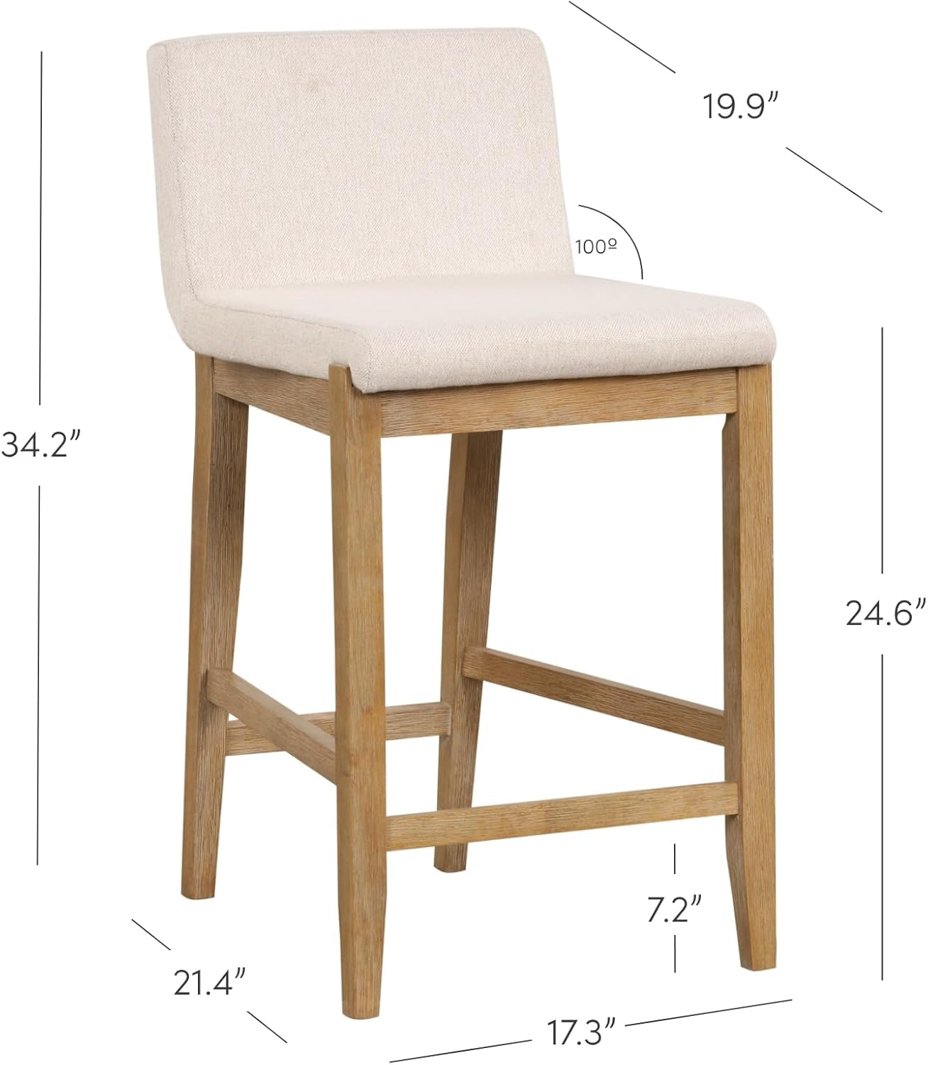 Gracie Counter Height Bar Stool Set Of 4 Natural Flax