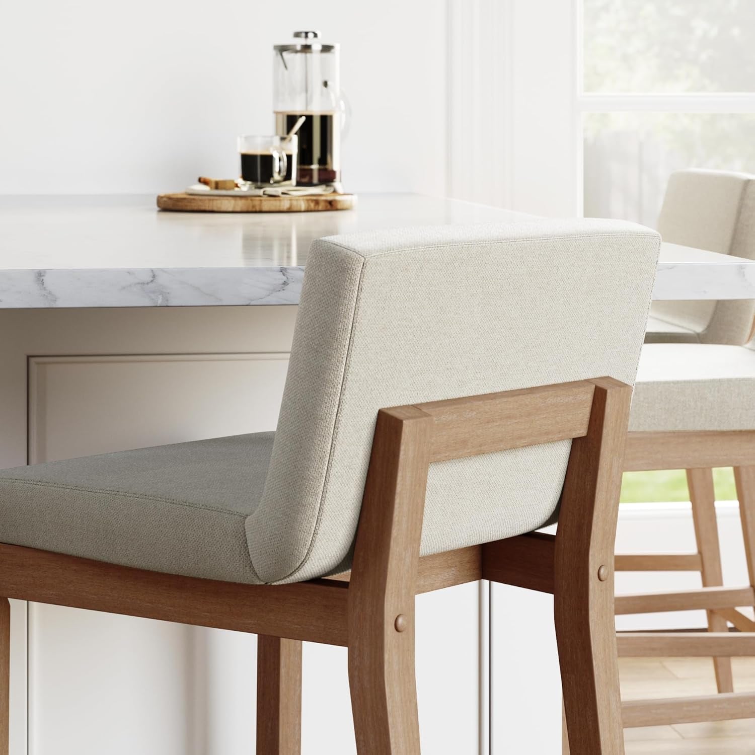 Gracie Counter Height Bar Stool Set Of 4 Natural Flax