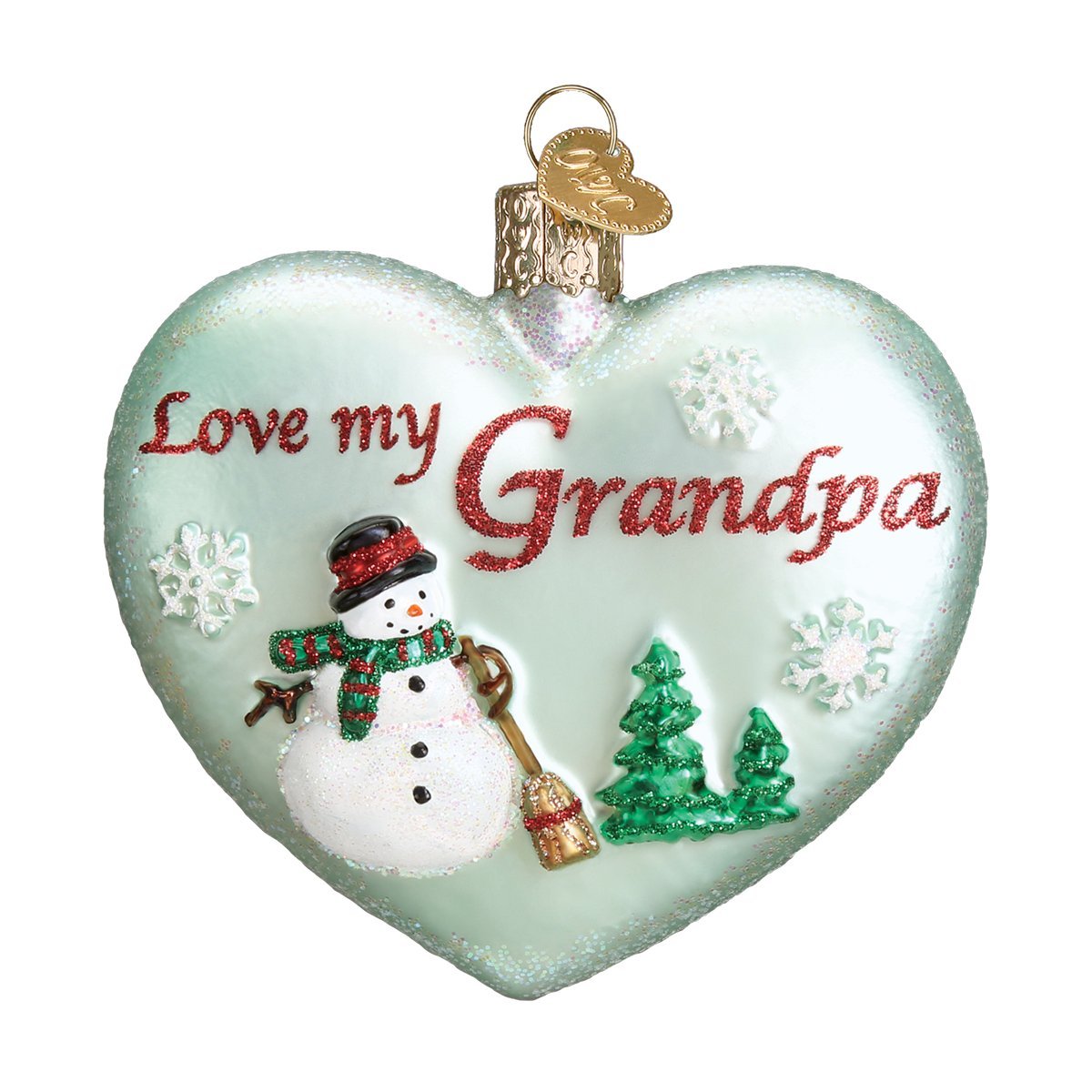 Grandpa Heart Glass Ornament