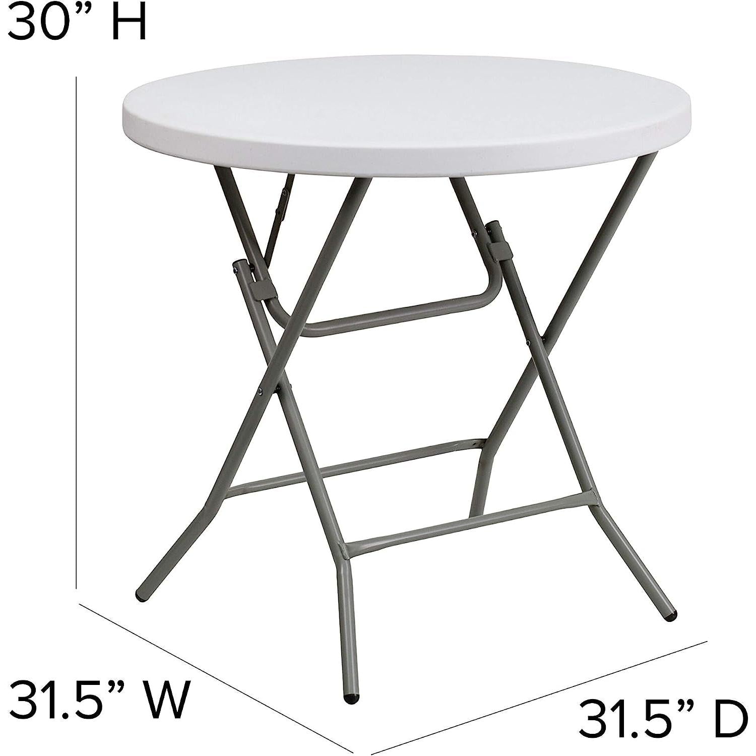 Granite White Plastic 32 Inch Folding Table Indoor Outdoor