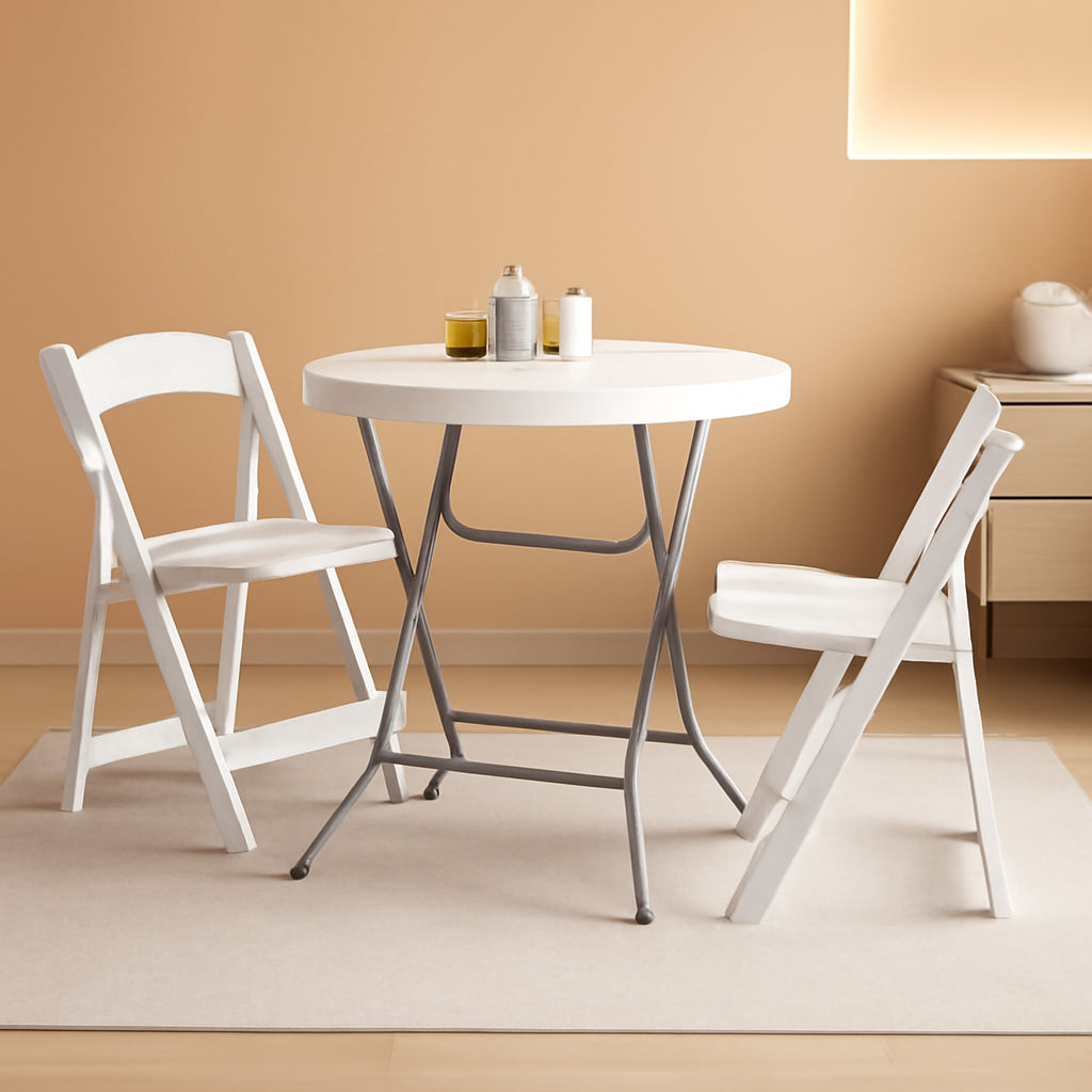 Granite White Plastic 32 Inch Folding Table Indoor Outdoor