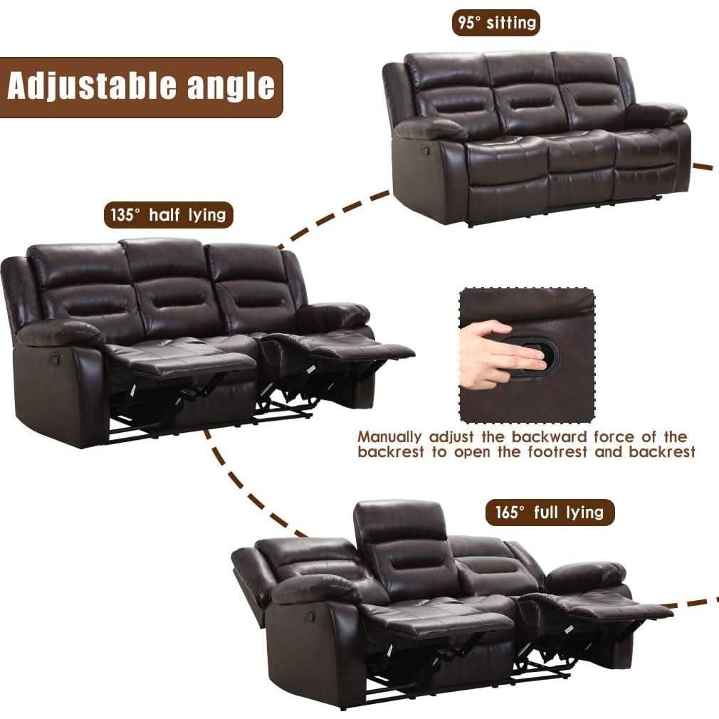 Gray 3 Seat Home Theater Recliner Sofa Set For Living Room