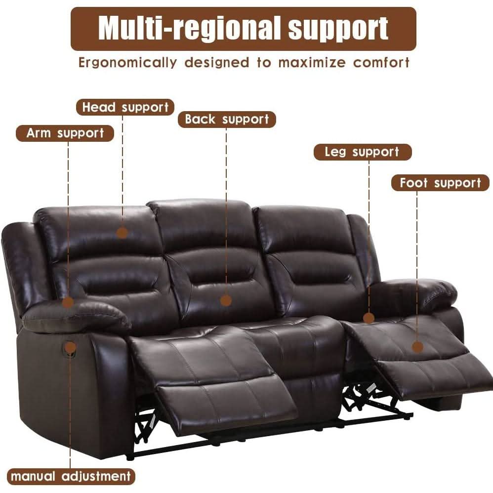 Gray 3 Seat Home Theater Recliner Sofa Set For Living Room