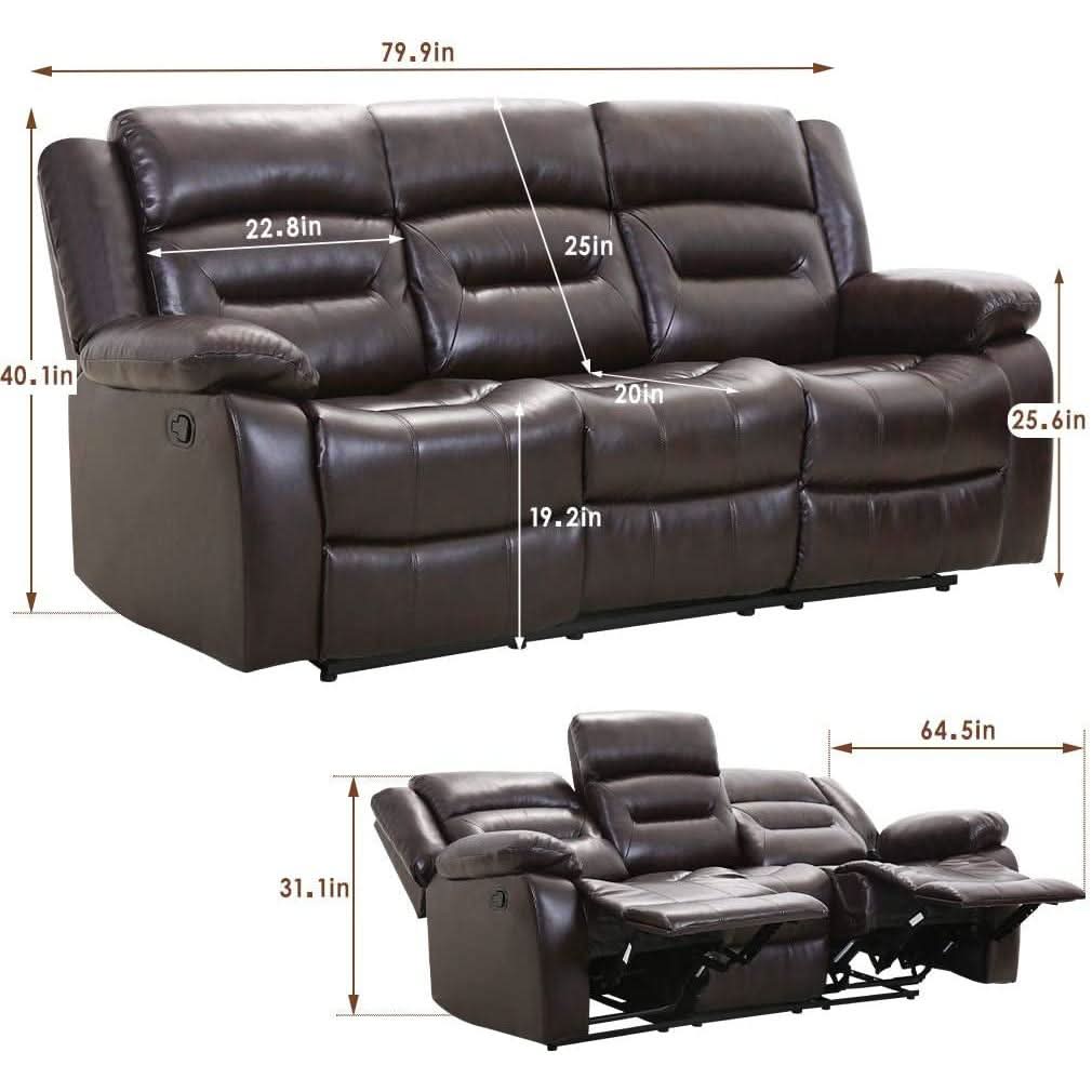 Gray 3 Seat Home Theater Recliner Sofa Set For Living Room
