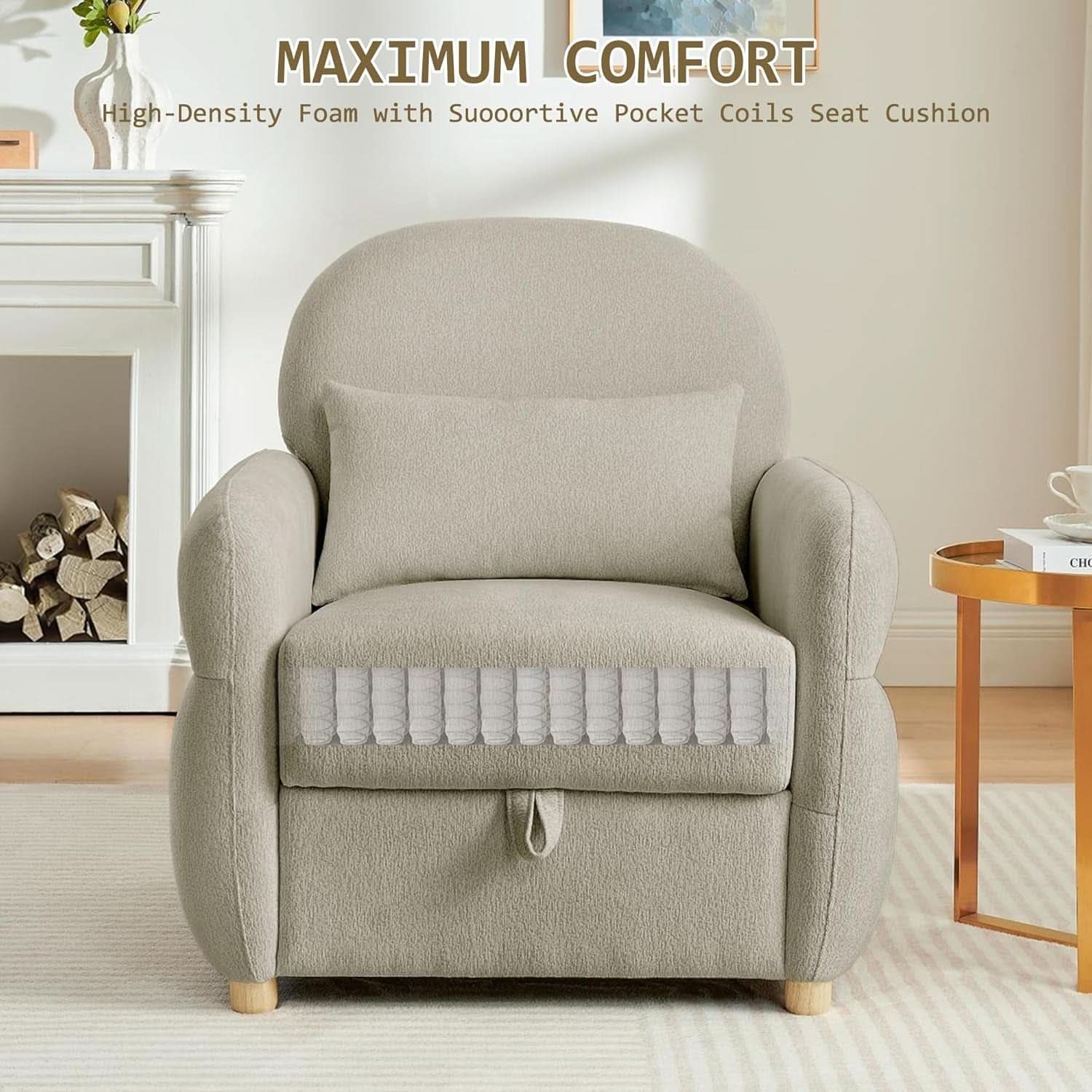 Gray 33.5 Inch Luxuriously Textured Modern Armchair