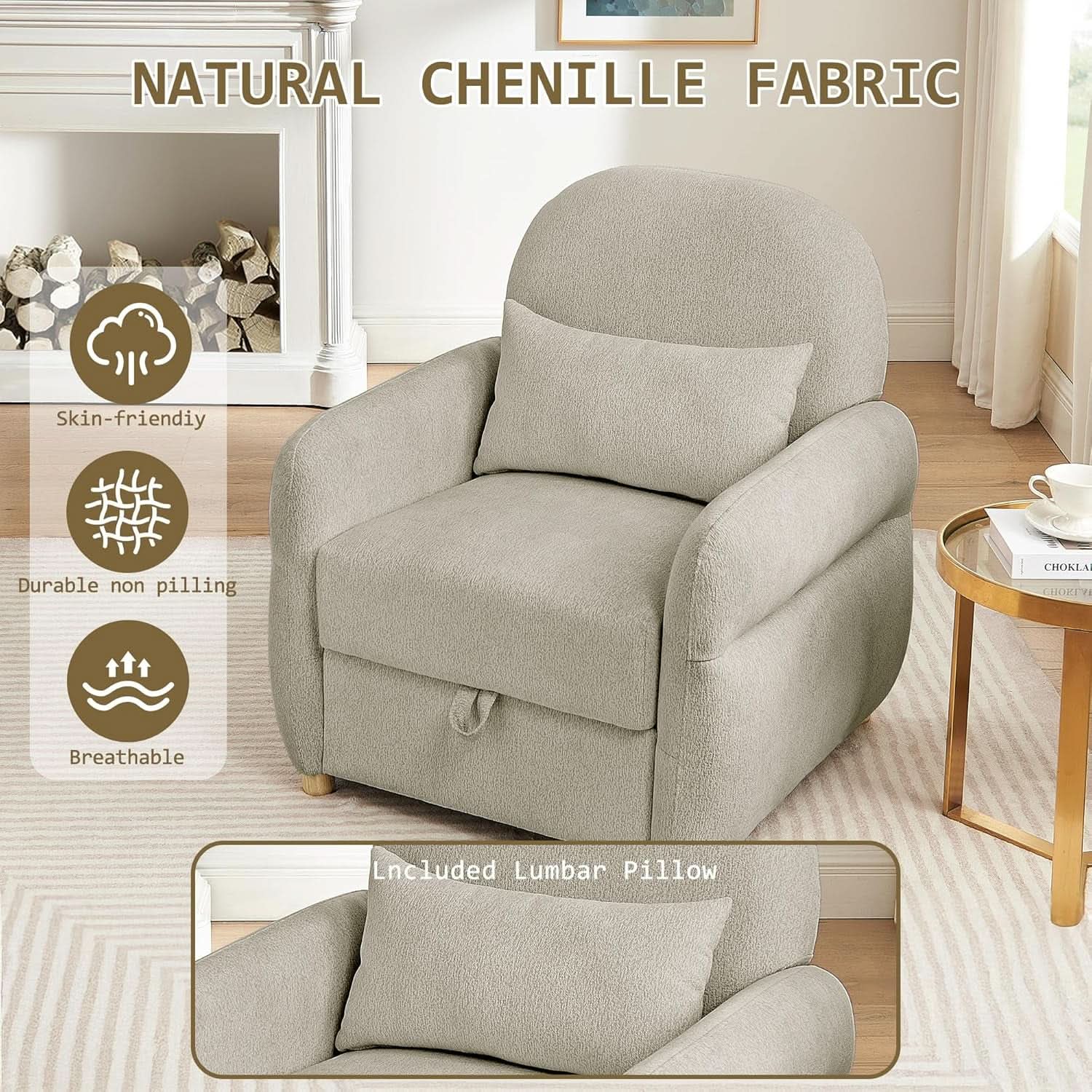 Gray 33.5 Inch Luxuriously Textured Modern Armchair