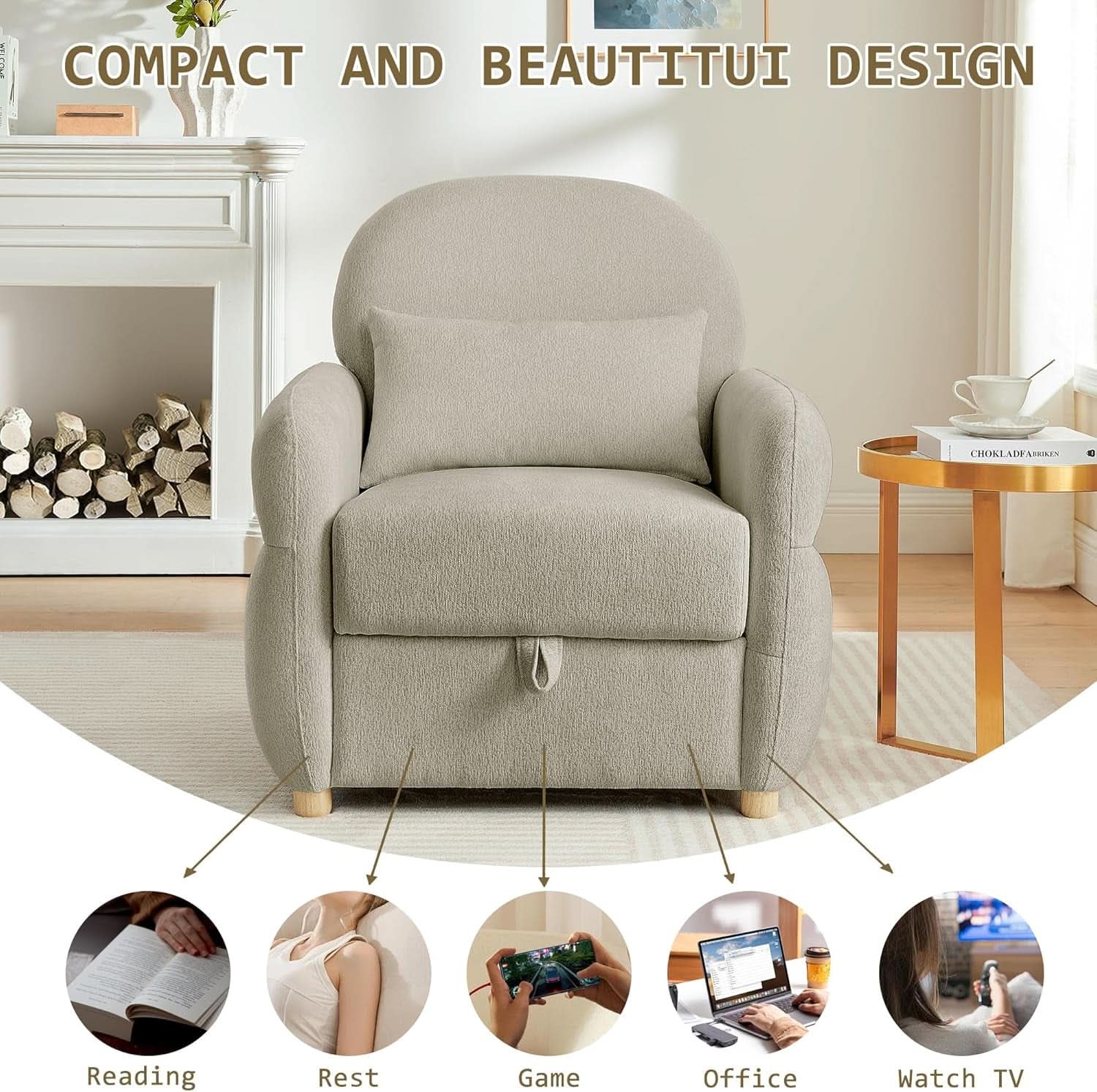 Gray 33.5 Inch Luxuriously Textured Modern Armchair