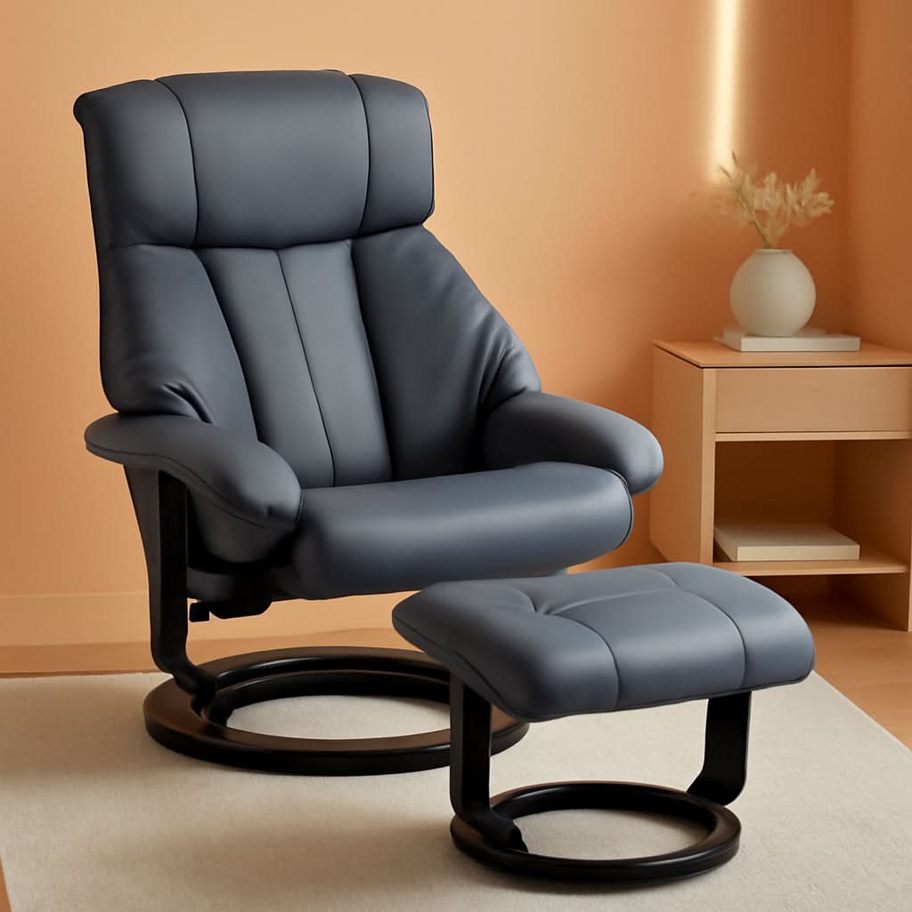 Gray 360 Degree Swivel Massage Recliner Chair With Ottoman