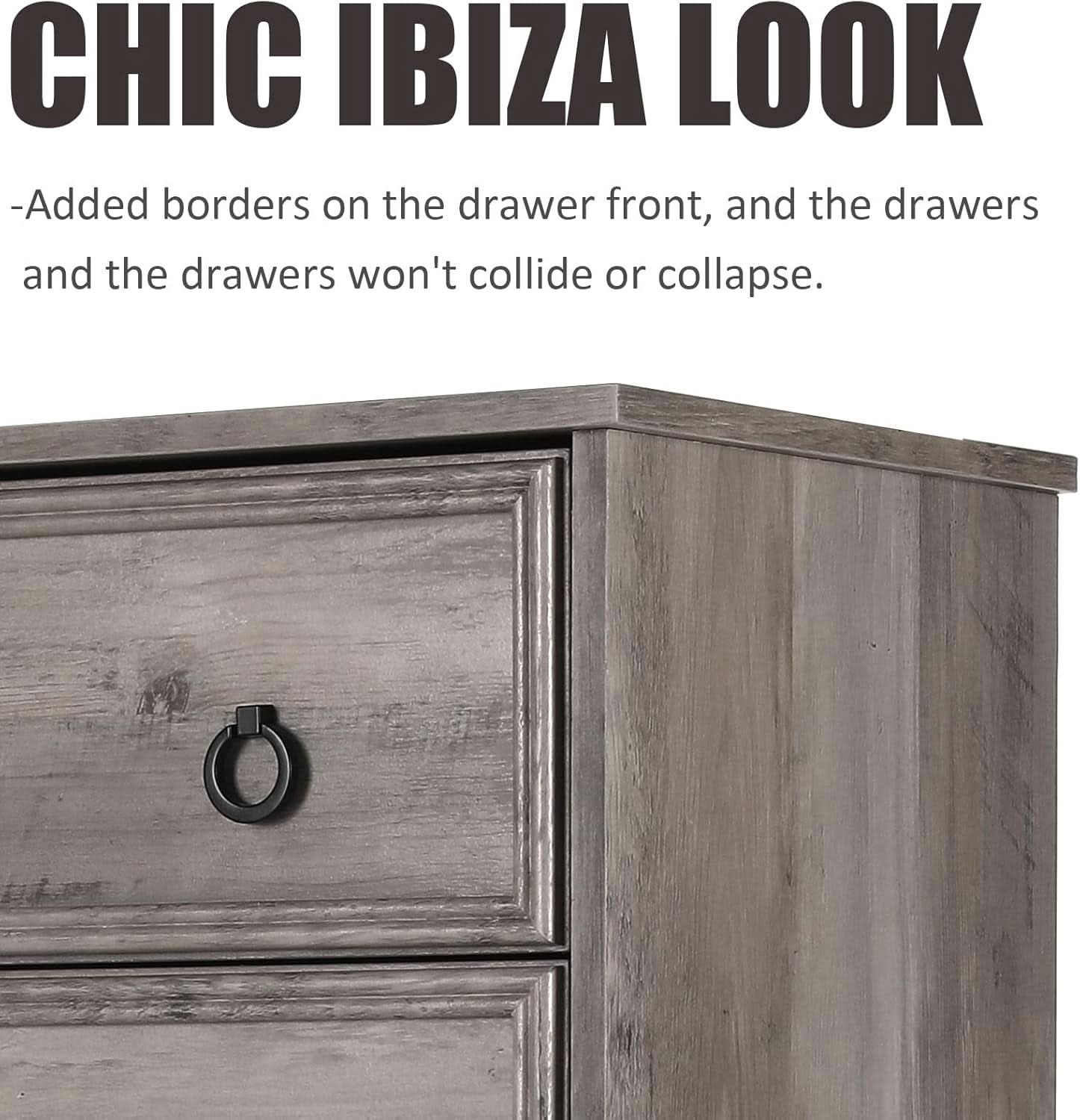 Gray 4 Drawer Dresser With ModernArchitectural Storage