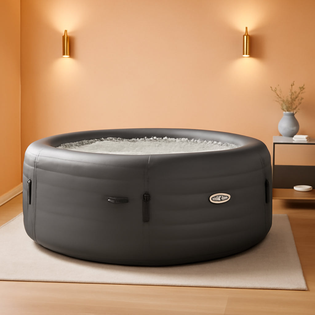 Gray 4 Person Inflatable Heated Hot Tub With 100 Jets
