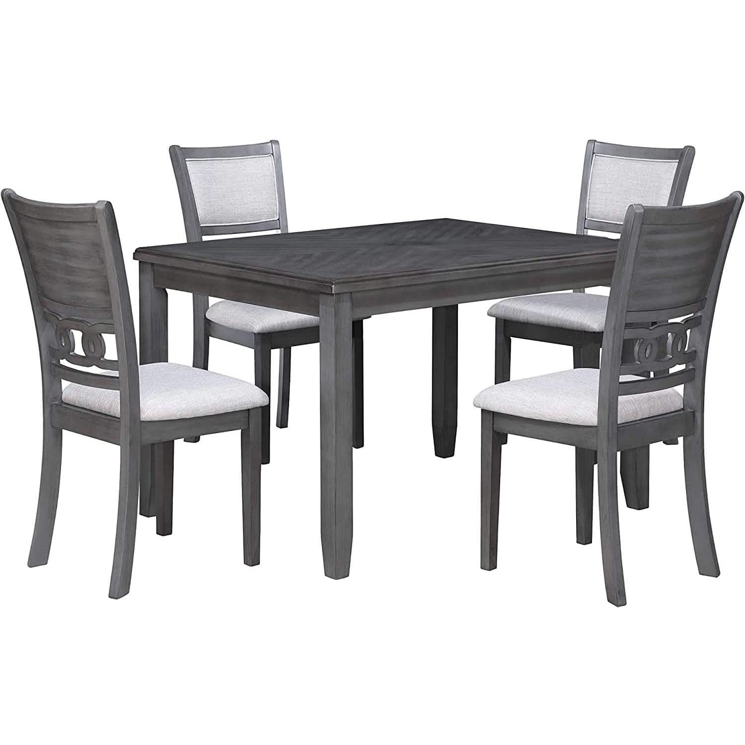 Gray 5 Piece Dining Set With Table And 4 Cushioned Chairs