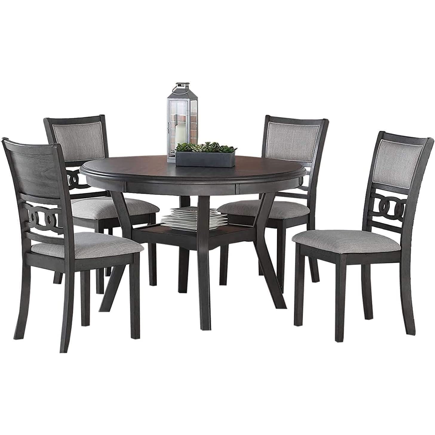 Gray 5 Piece Dining Table Set With 4 Chairs For Kitchen