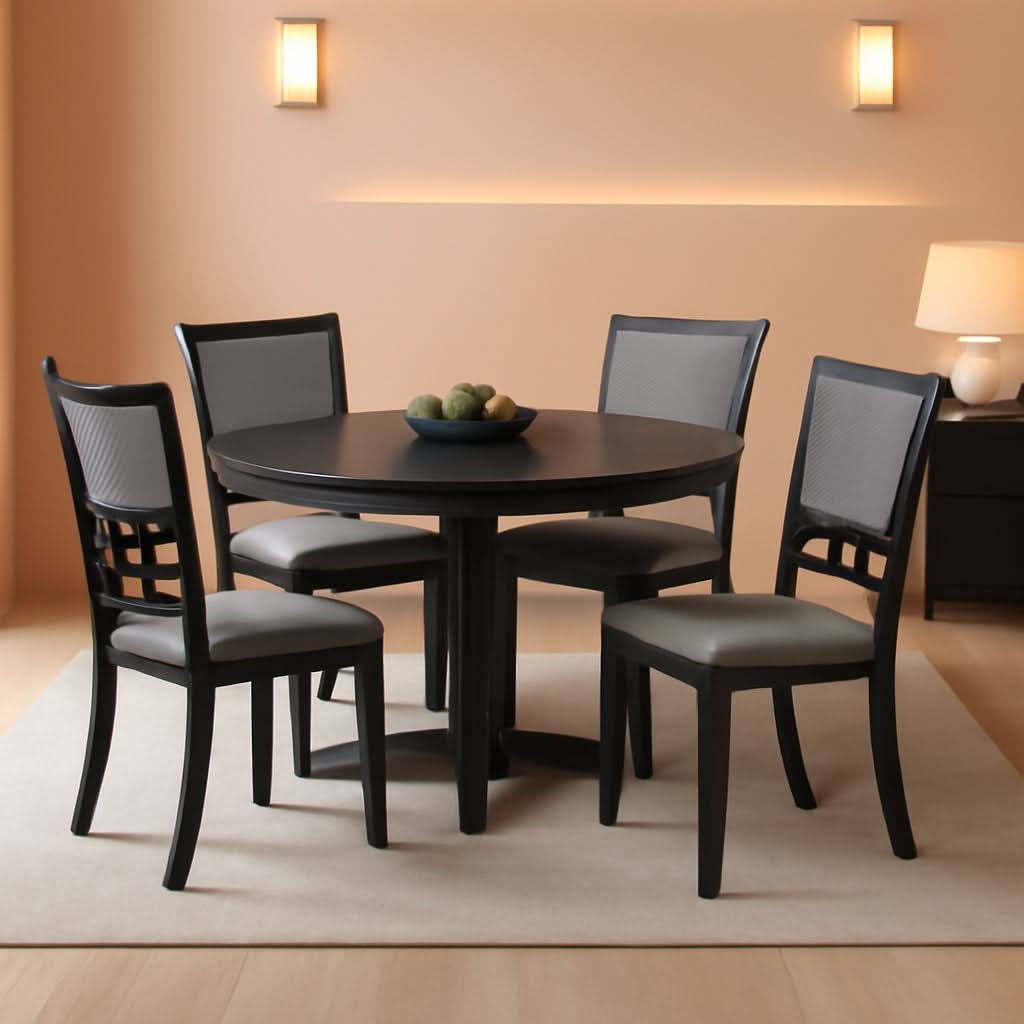 Gray 5 Piece Dining Table Set With 4 Chairs For Kitchen