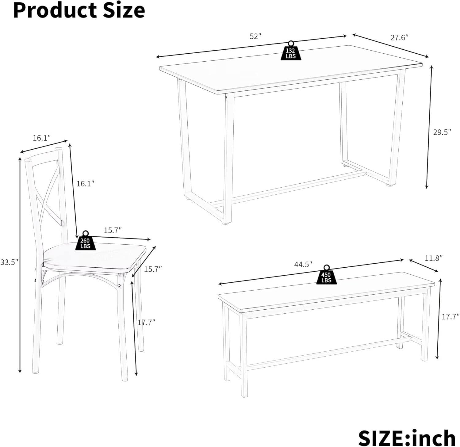 Gray 6 Piece Dining Set With Easy Assembly Table And Chairs