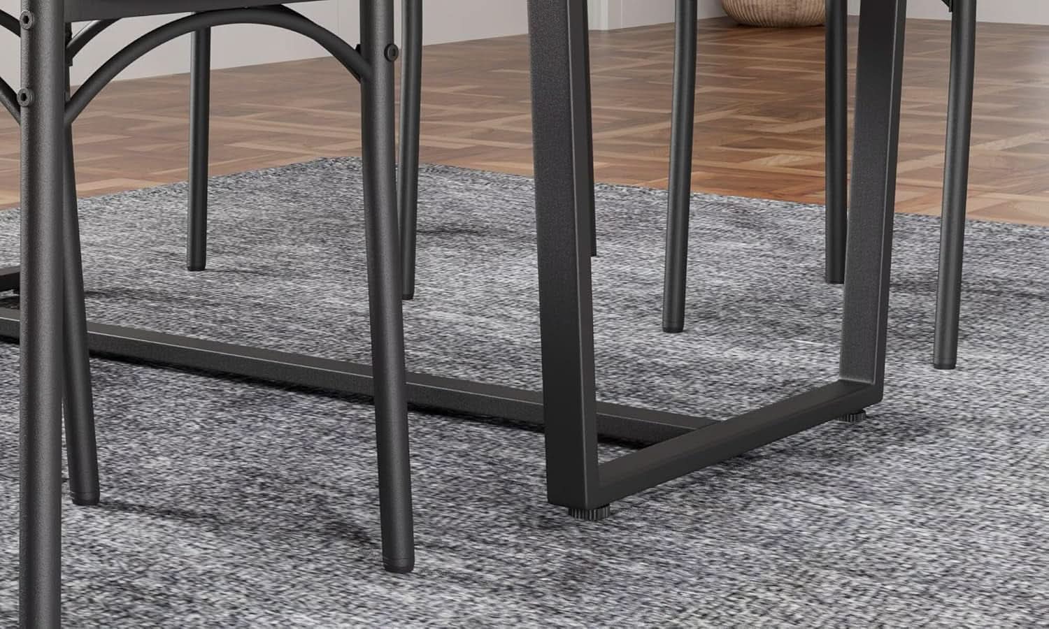 Gray 6 Piece Dining Set With Easy Assembly Table And Chairs
