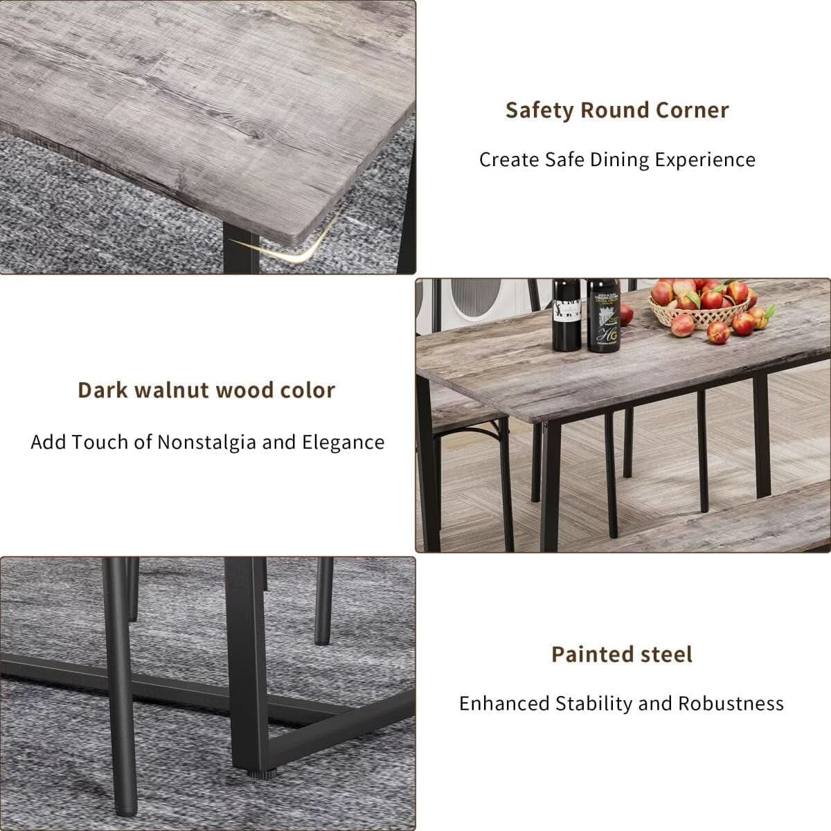 Gray 6 Piece Dining Set With Easy Assembly Table And Chairs