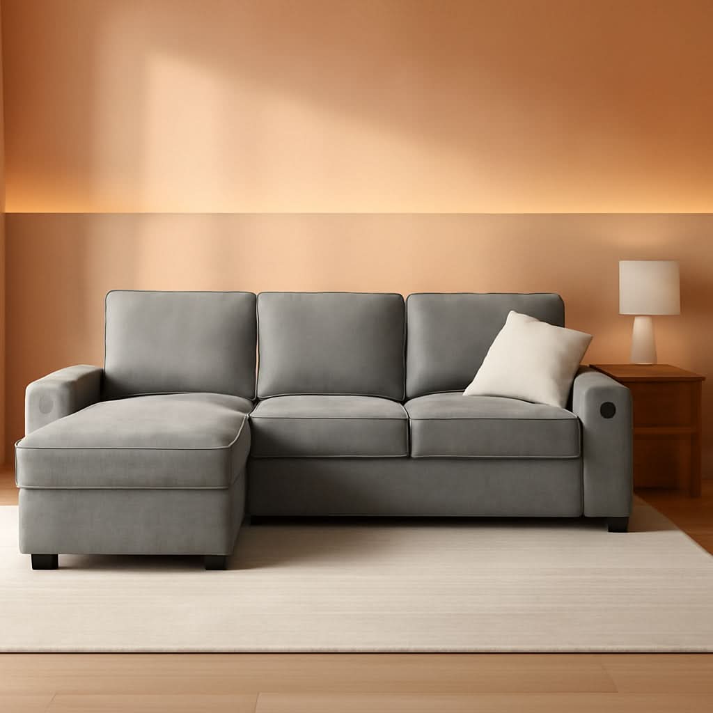 Gray 99In LShaped Memory Foam Cushion Sleeper Sofa Covers