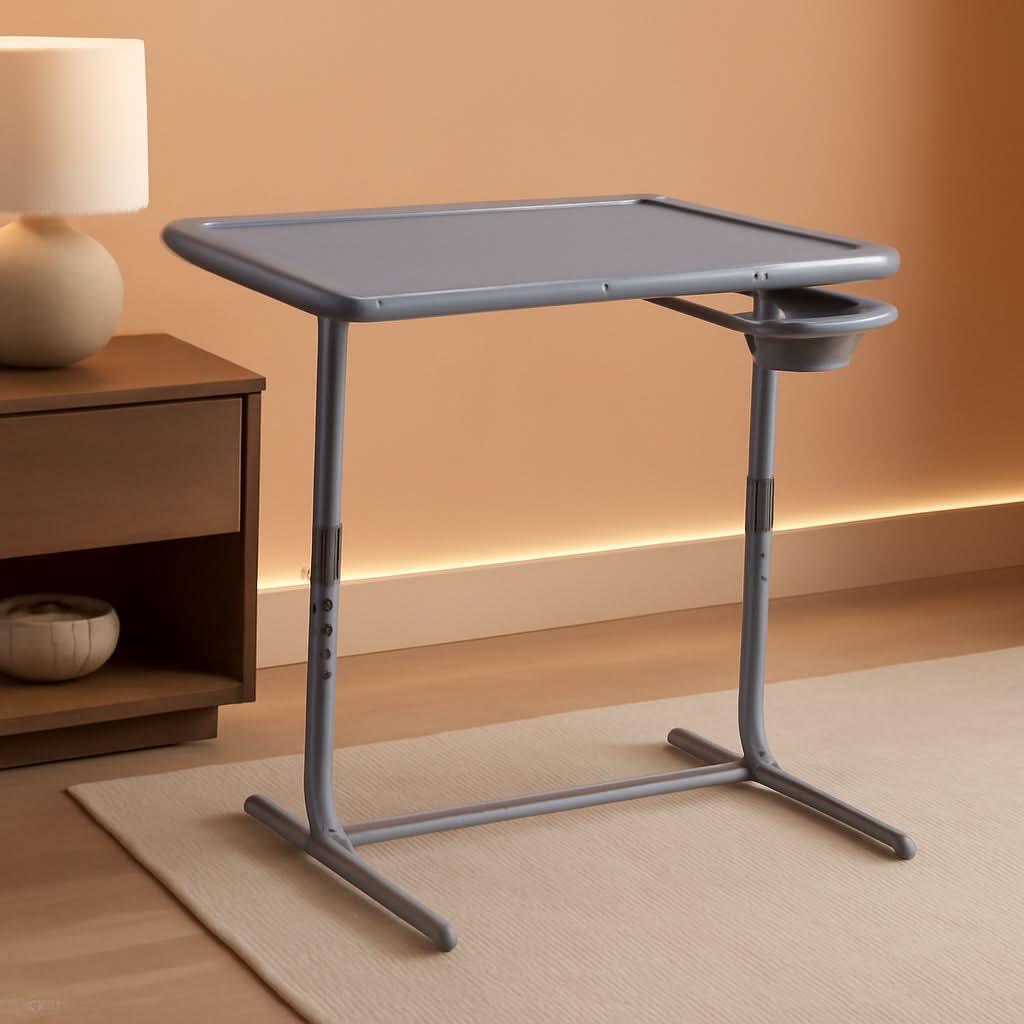 Gray Adjustable TV Tray Table For Bed And Sofa With 6 Height 3 Tilt