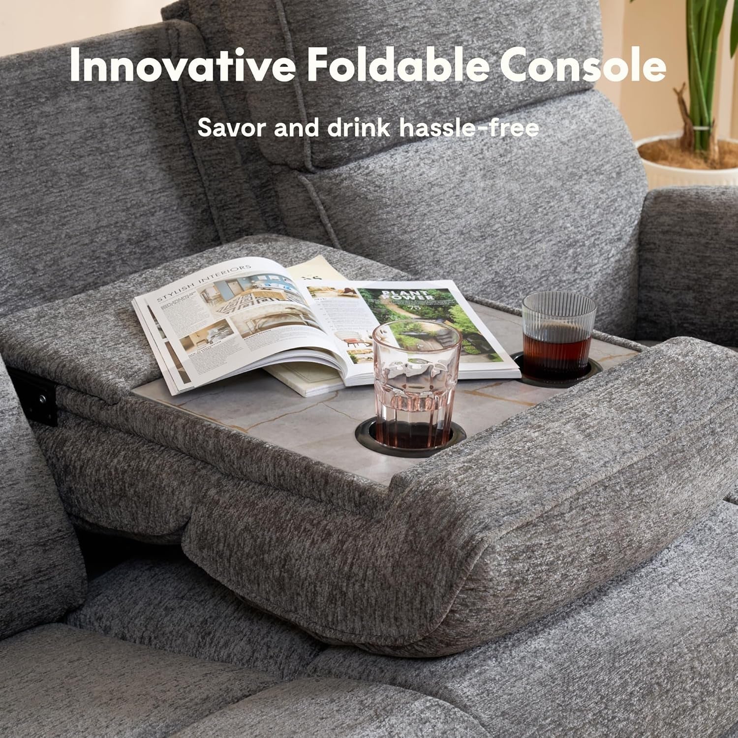 Gray Chenille Zero Gravity Recliner With Massage USB