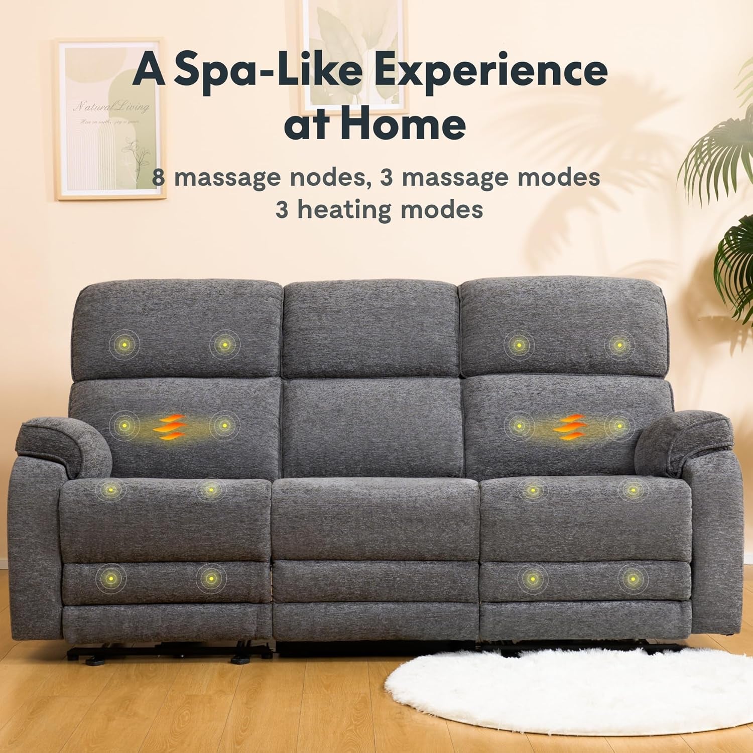 Gray Chenille Zero Gravity Recliner With Massage USB