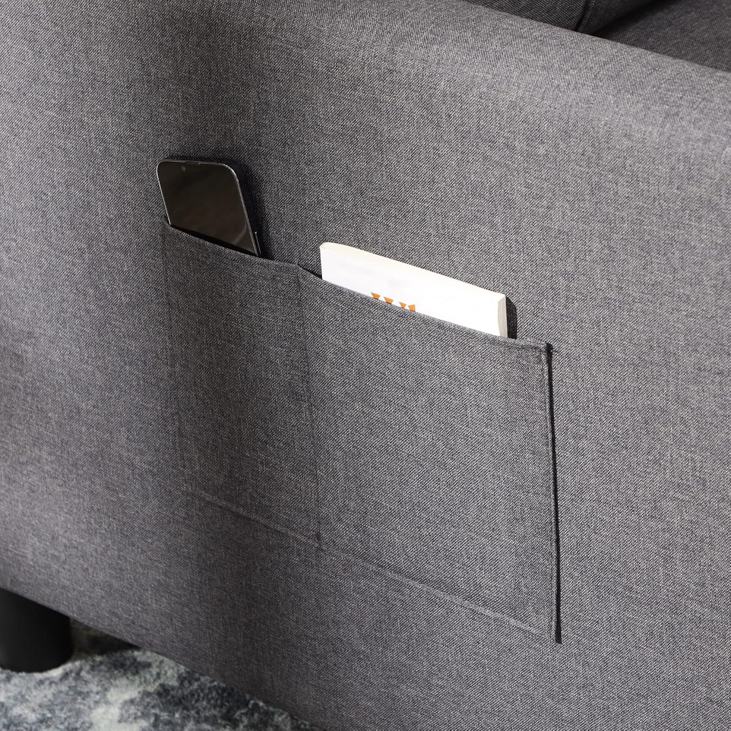 Gray Convertible Chair Bed With Adjustable Backrest