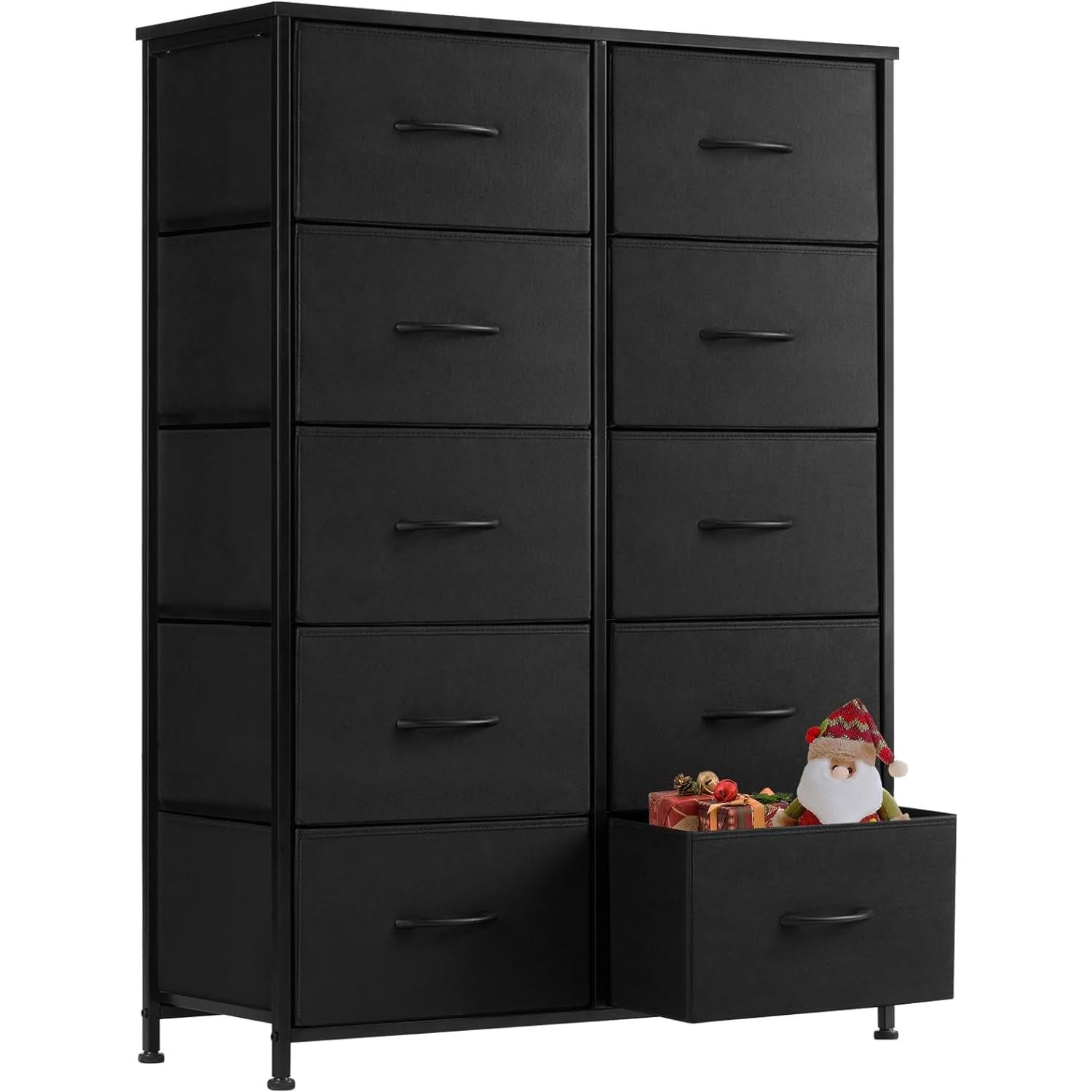 Gray Dresser With 10 Drawers And Durable Metal Frame