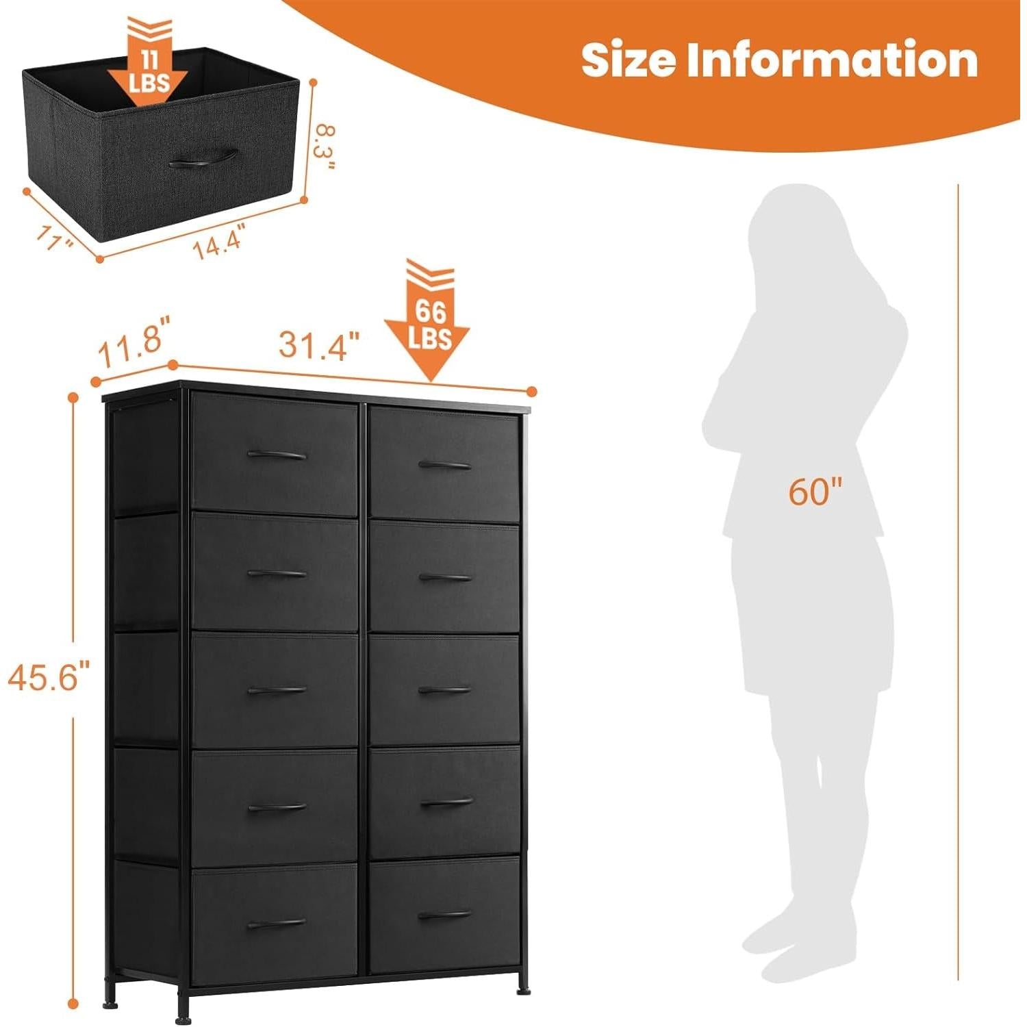 Gray Dresser With 10 Drawers And Durable Metal Frame