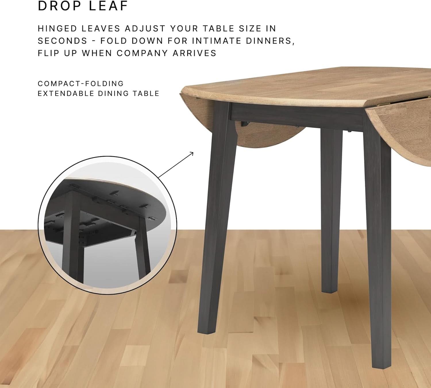 Gray Drop Leaf Dining Table Seats Four With Two Leaves