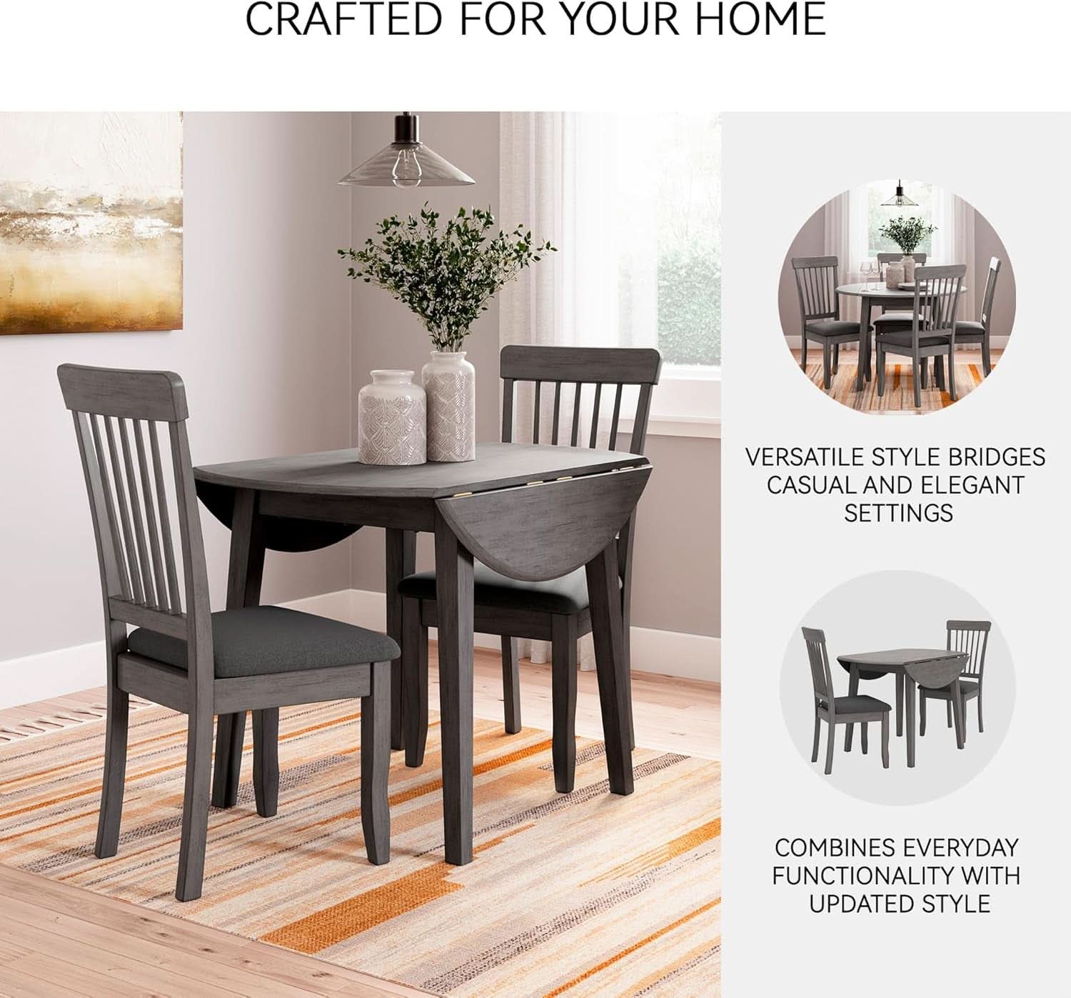 Gray Drop Leaf Dining Table Seats Four With Two Leaves