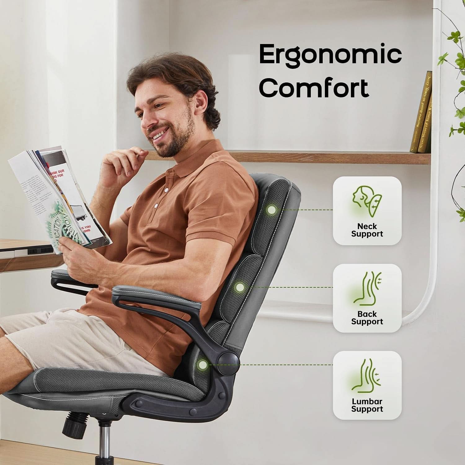 Gray Ergonomic Office Chair With Adjustable Height
