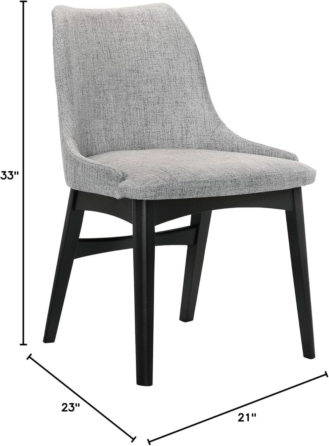 Gray Fabric Wood Dining Chairs Set Of 2 19-Inch Seat Height