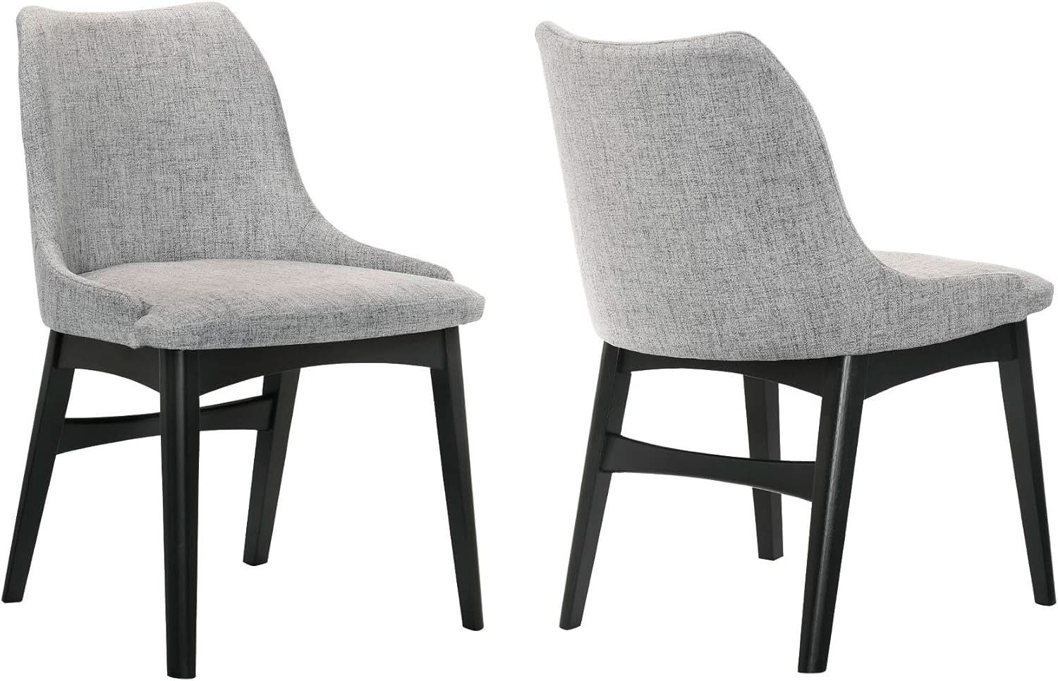 Gray Fabric Wood Dining Chairs Set Of 2 19-Inch Seat Height