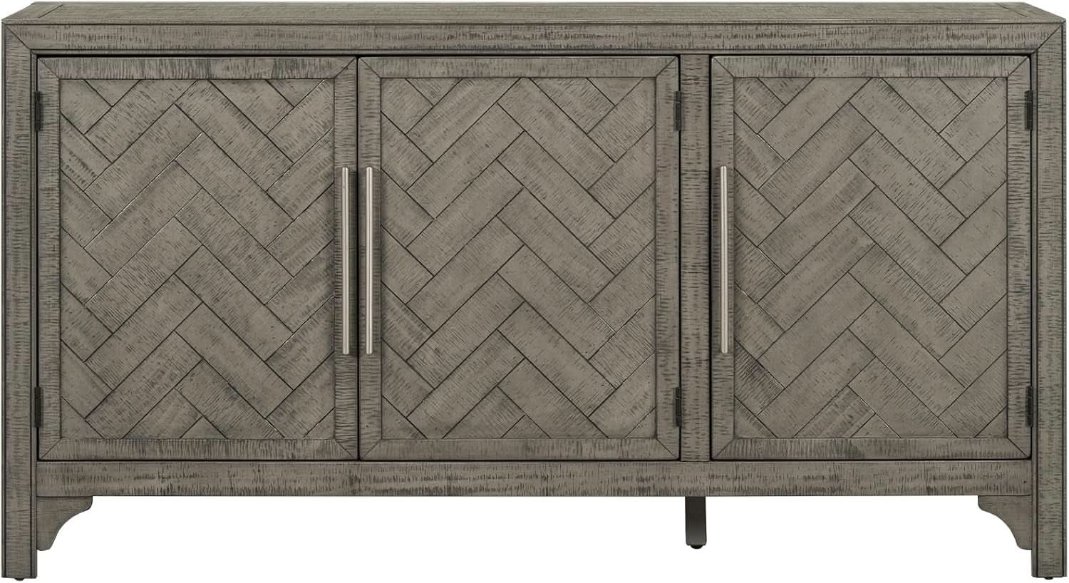 Gray Farmhouse Buffet Sideboard With 3 Doors And Storage
